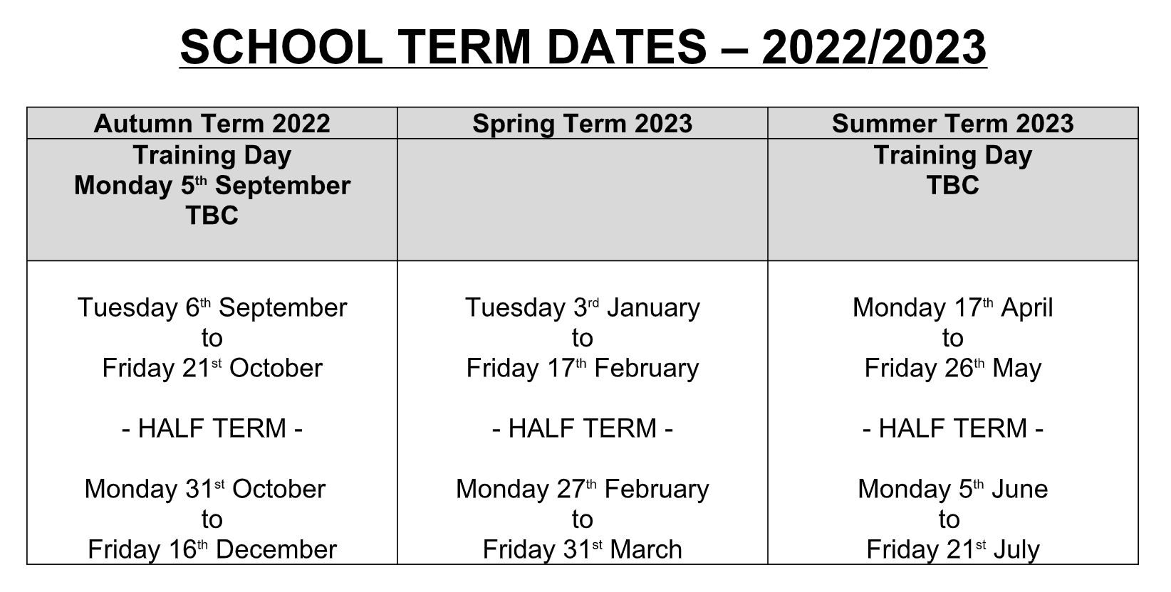 Term Dates Bartley Green School