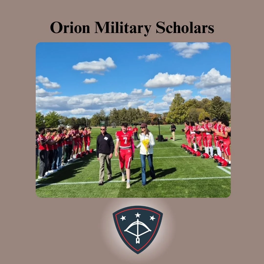 How awesome is Orion Scholar, Toby N. Here he is being honored during the senior night football game at St. Andrew's. Not only was he quarterback, but team captain as well.