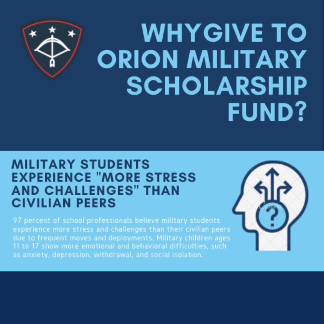 Military children often experience frequent moves and deployed parents, which can lead to higher stress levels compared to civilian peers. Stabilizing during their high school years can help alleviate some of this stress. Orion Military Scholars aims