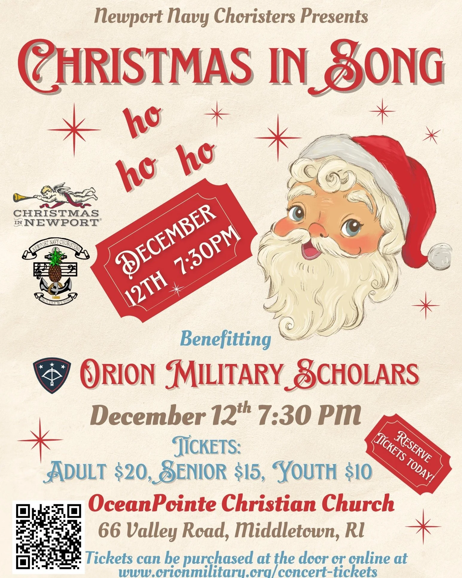 Don&rsquo;t forget! Tomorrow promises to be an enjoyable evening as we listen to the magnificent Newport Navy Choristers and support the Orion Military Scholars! Tickets can be purchased at the door or at: https://www.orionmilitary.org/concert-ticket