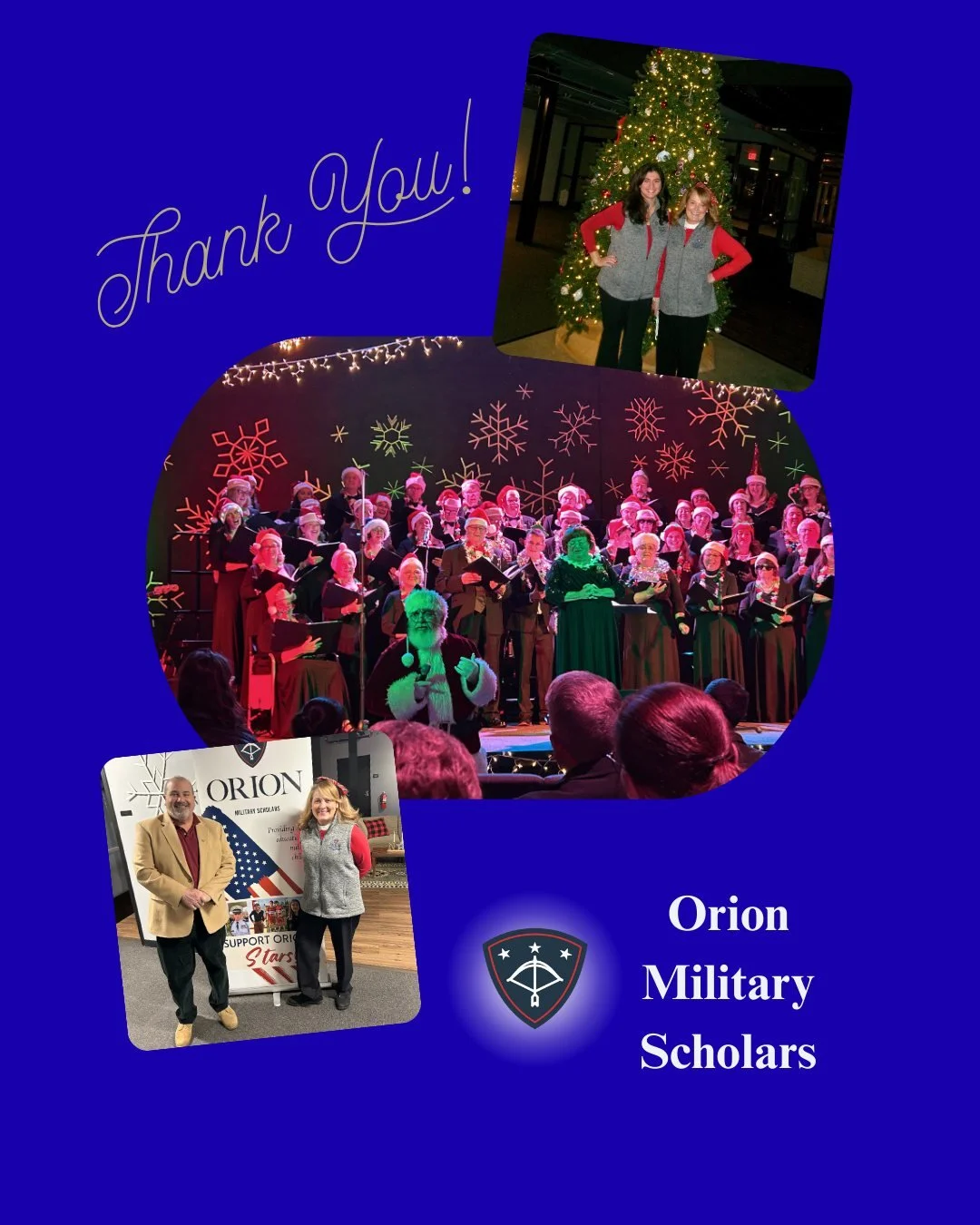 We extend our sincere gratitude to the Newport Navy Choristers for graciously allowing Orion Military Scholars to be the esteemed beneficiaries of your exceptional concert. We also express our deepest appreciation to Sarah Monahan for your invaluable