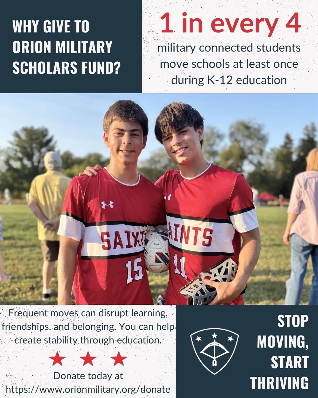 Behind every move is a student learning to adapt, grow, and start over again. Orion Military Scholars helps create stability during those transitions by giving military connected students the opportunity to attend top boarding schools, providing a co
