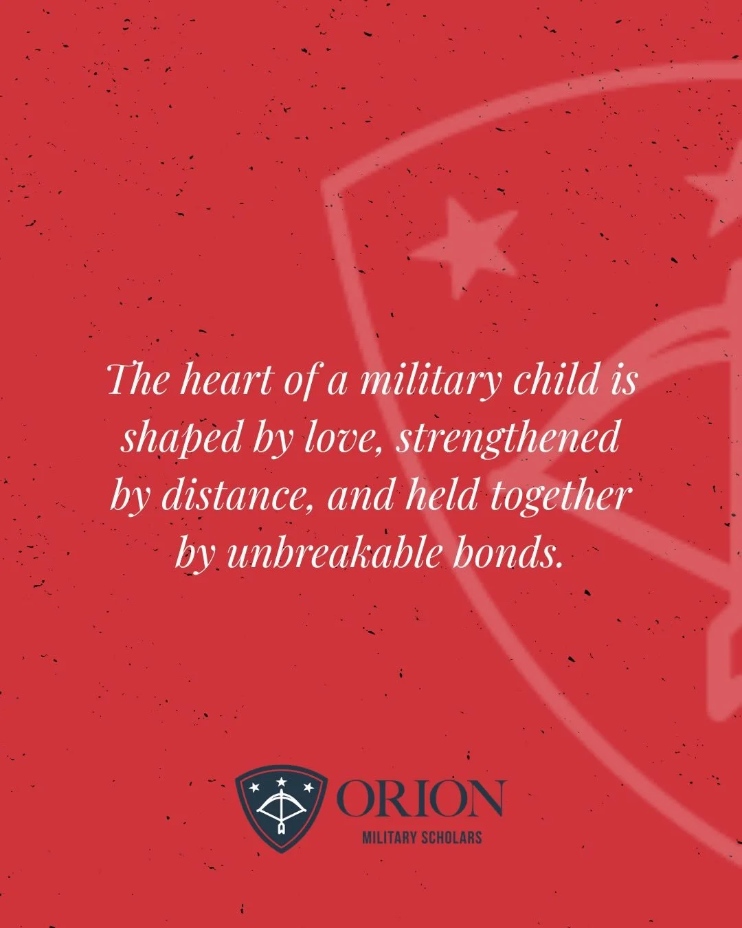 Growing up in a military family means learning strength through every goodbye and finding joy in moments like this when we are finally together again. Programs like Orion Military Scholars give military children the opportunity to have a stable place