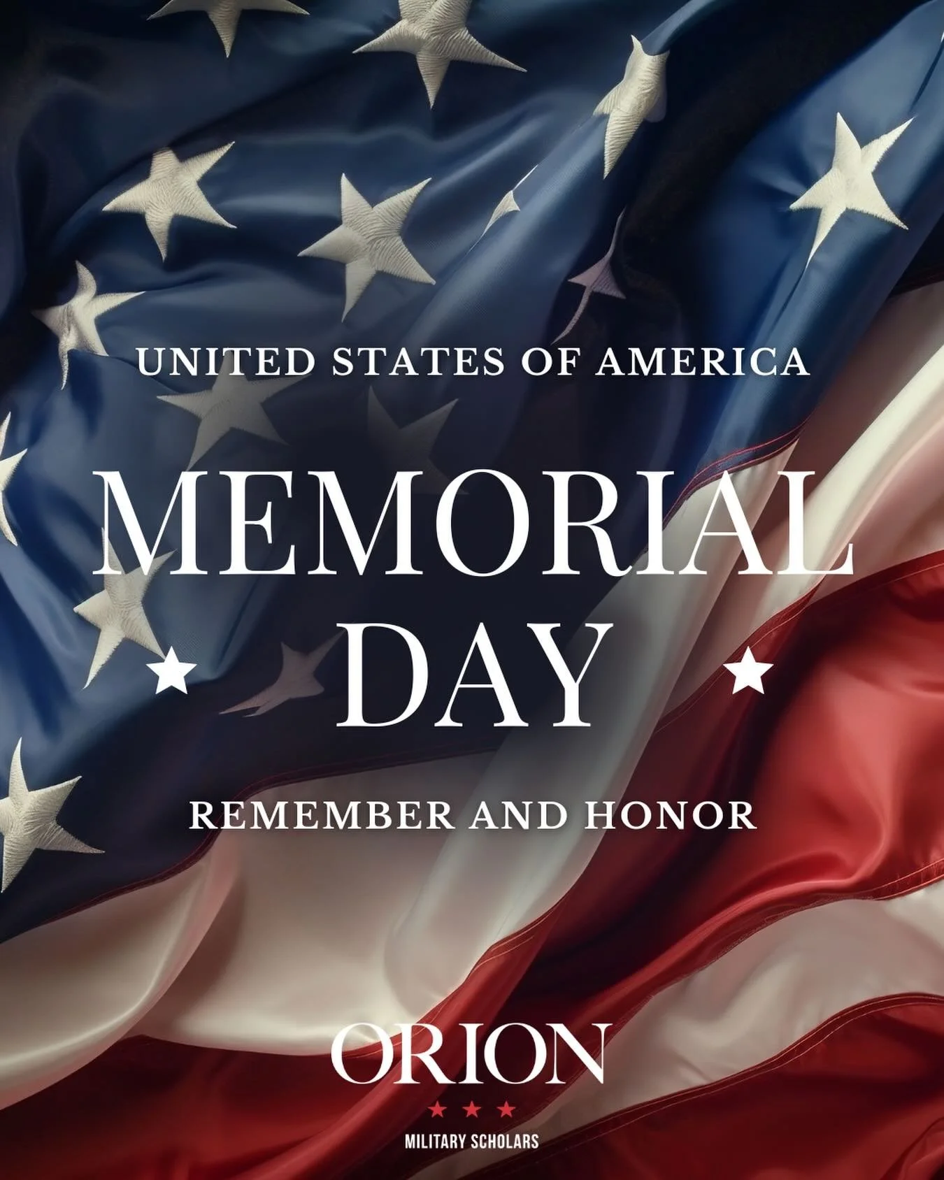 This Memorial Day, Orion Military Scholars honors the brave men and women who gave their lives in service to our country. Their sacrifice will never be forgotten. Their legacy lives on in all we do.

#orionmilitaryscholars #memorialday #militaryfamil