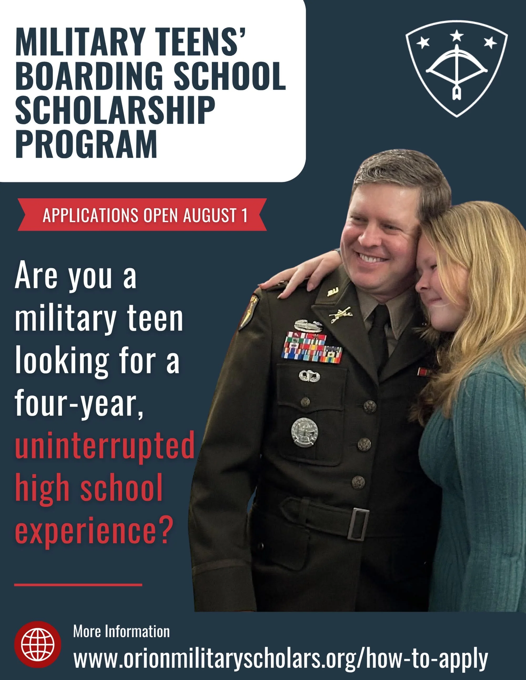 The countdown is on. Applications open August 1. If you&rsquo;re a military-connected student looking for a stable, uninterrupted high school experience, this is your opportunity. Orion Military Scholars provides the consistency, community, and suppo
