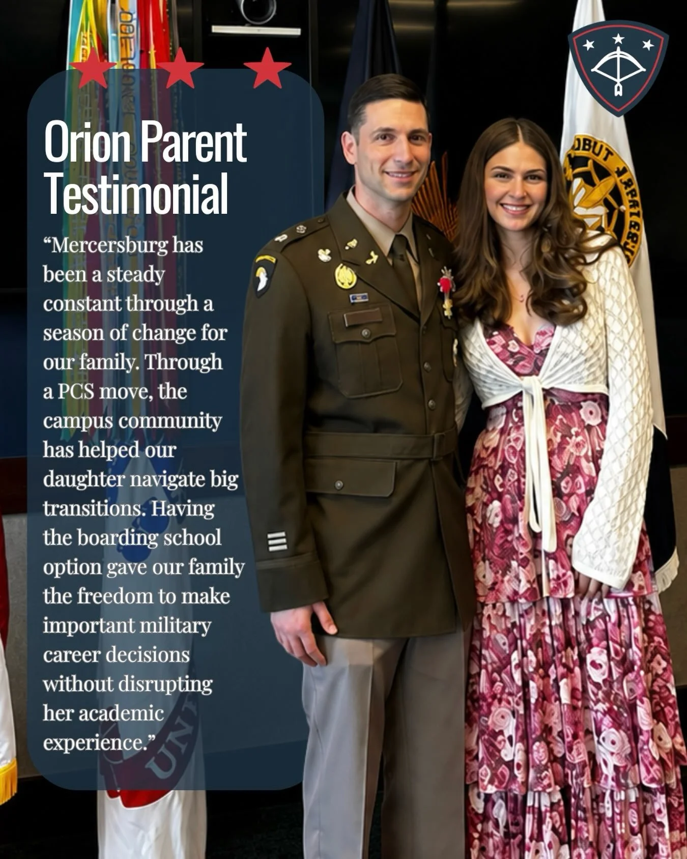 Testimonials like this remind us why the work we do matters. Orion Military Scholars was created to give military connected students the opportunity to experience the stability and consistency of an uninterrupted boarding school education, even when 