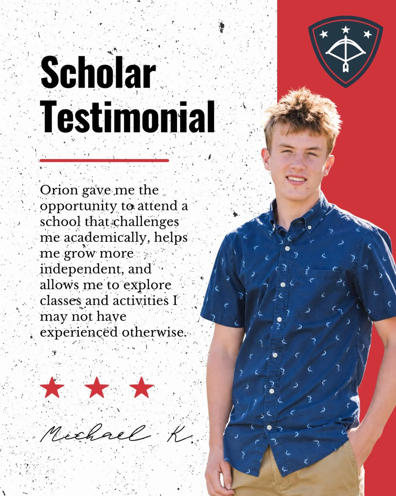 We&rsquo;re excited to share a testimonial from Michael K., a Class of 2028 Orion Military Scholar attending Cate School. Through his experience, Michael has been able to challenge himself academically, grow in independence, and explore new opportuni