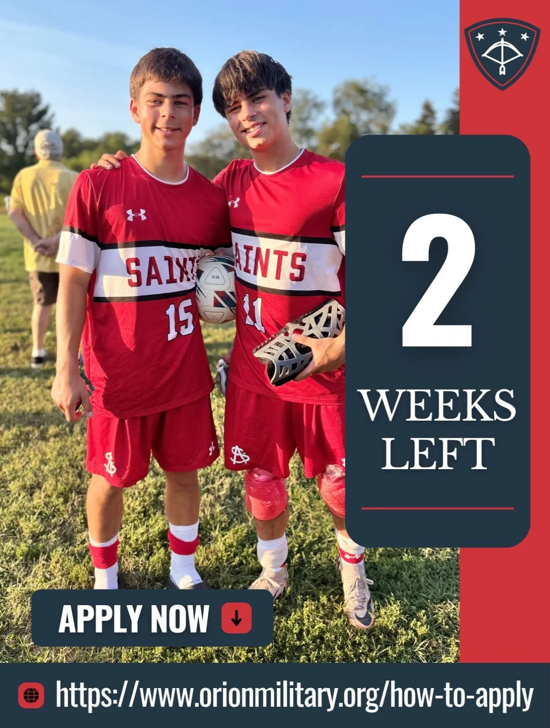 The countdown continues! Applications for Orion Military Scholars are open, and there are now just 2 weeks left to complete Step One of the application process!

At Orion, we believe every military connected student deserves the opportunity to thrive