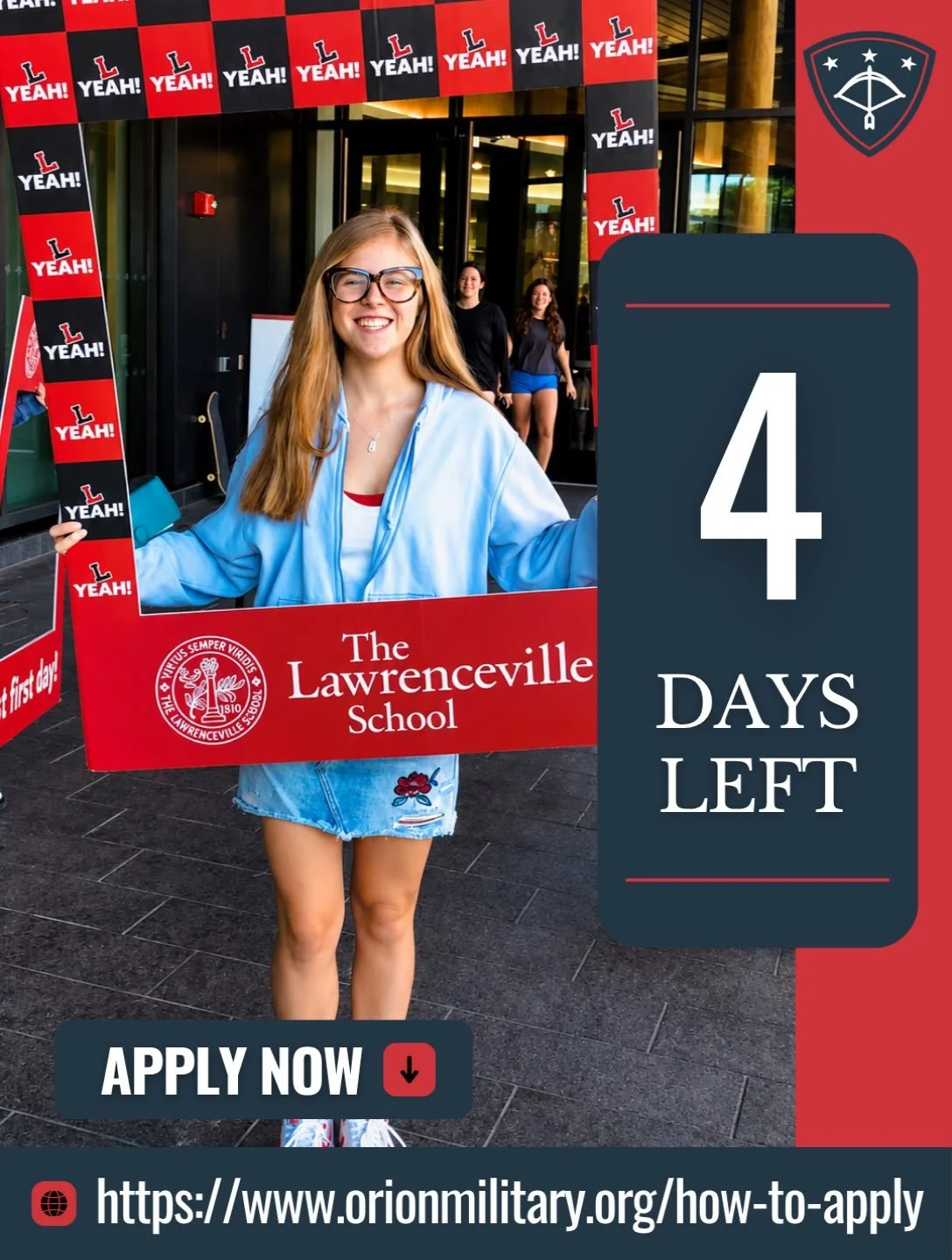Only 4 days left! The deadline to complete Step One of the Orion Military Scholars application process is almost here!

At Orion, we help military-connected students access educational stability, new opportunities, and a supportive environment where 