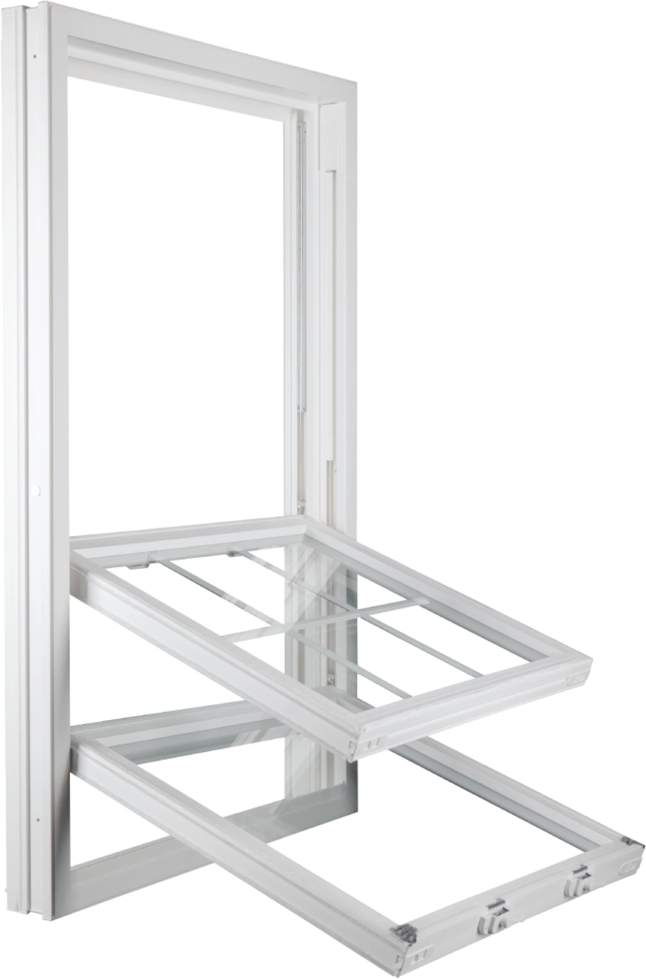 A Mercury Excelum EOS+ series double hung window with custom vinyl frame, grid, and sash.