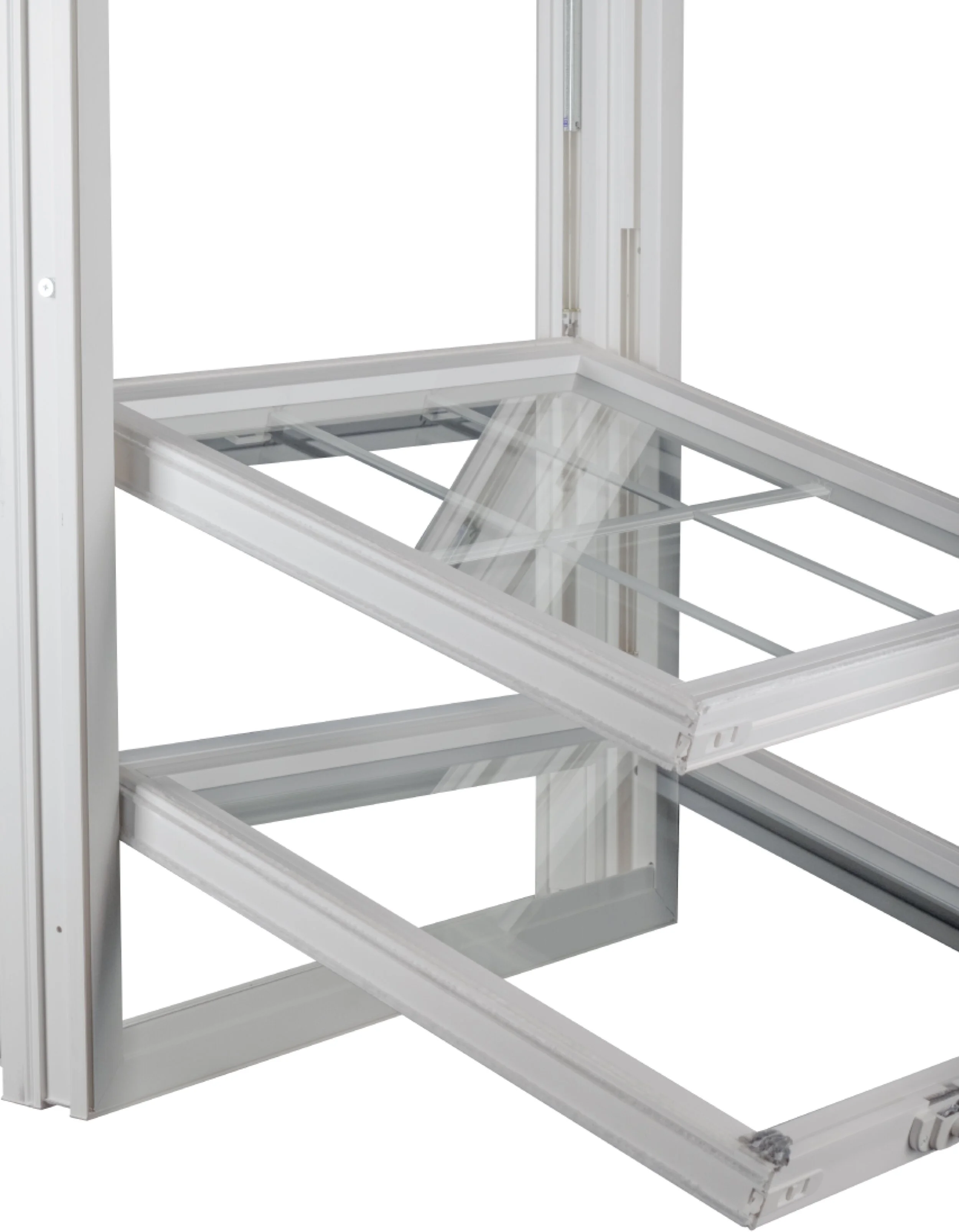 A Mercury Excelum EOS+ series double hung window with custom vinyl frame, grid, and sash.