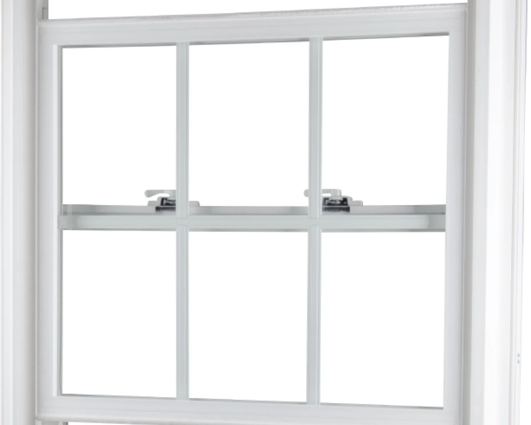 A Mercury Excelum EOS+ series double hung window with custom vinyl frame, grid, and sash.