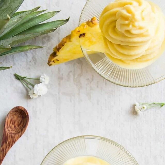 Looking for #vitaminC sources?  Look no further and add #pineapple to your next shopping list! This recipe from @leelalicious is making us feel like we are on vacation! 
Healthy #PineappleWhip 🍍
Pineapple Whip is a delicious frozen treat that is act