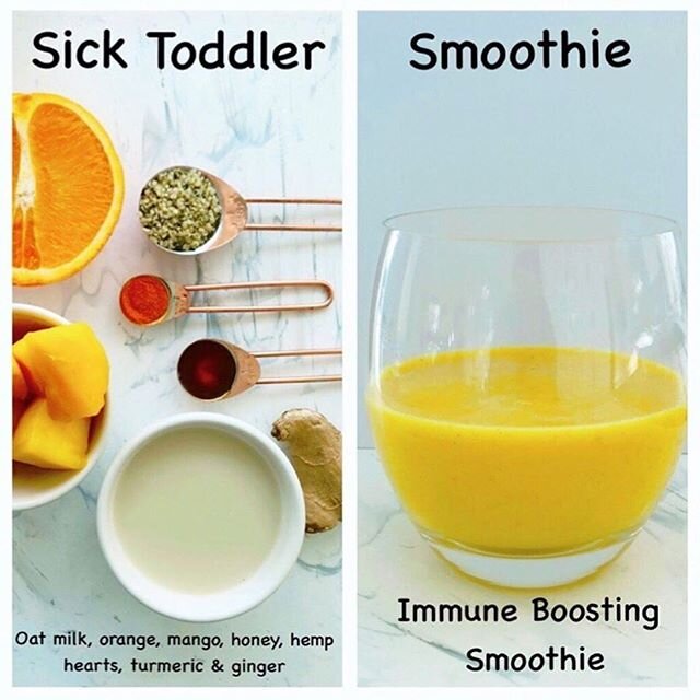We are all in this together! We are loving this #naturalremedie from @my.little.food.critic
&bull;
My little guy has been coughing all afternoon so we whipped up this easy smoothie which is both delicious and packed full of goodness.💛
.
.
➡️ Honey -