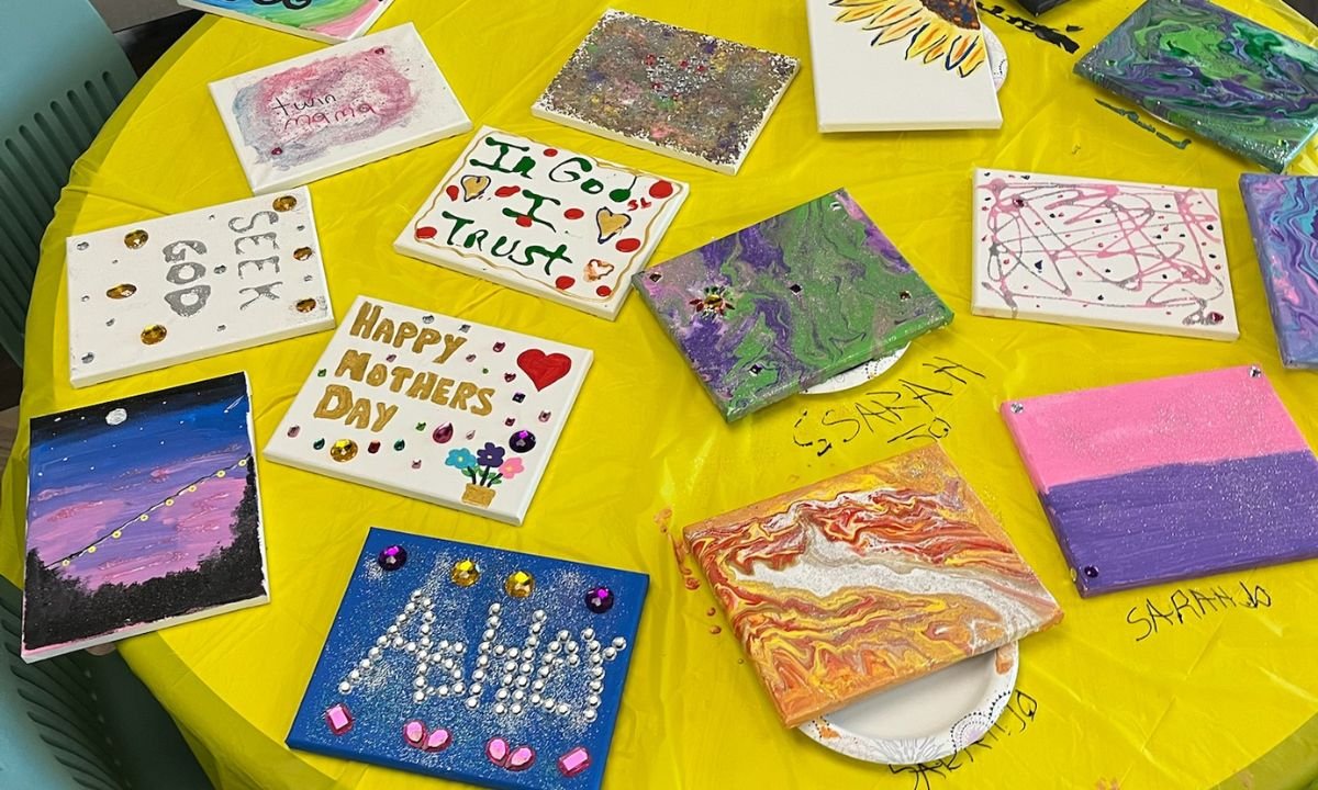 Creative enrichment painting activity at HUM