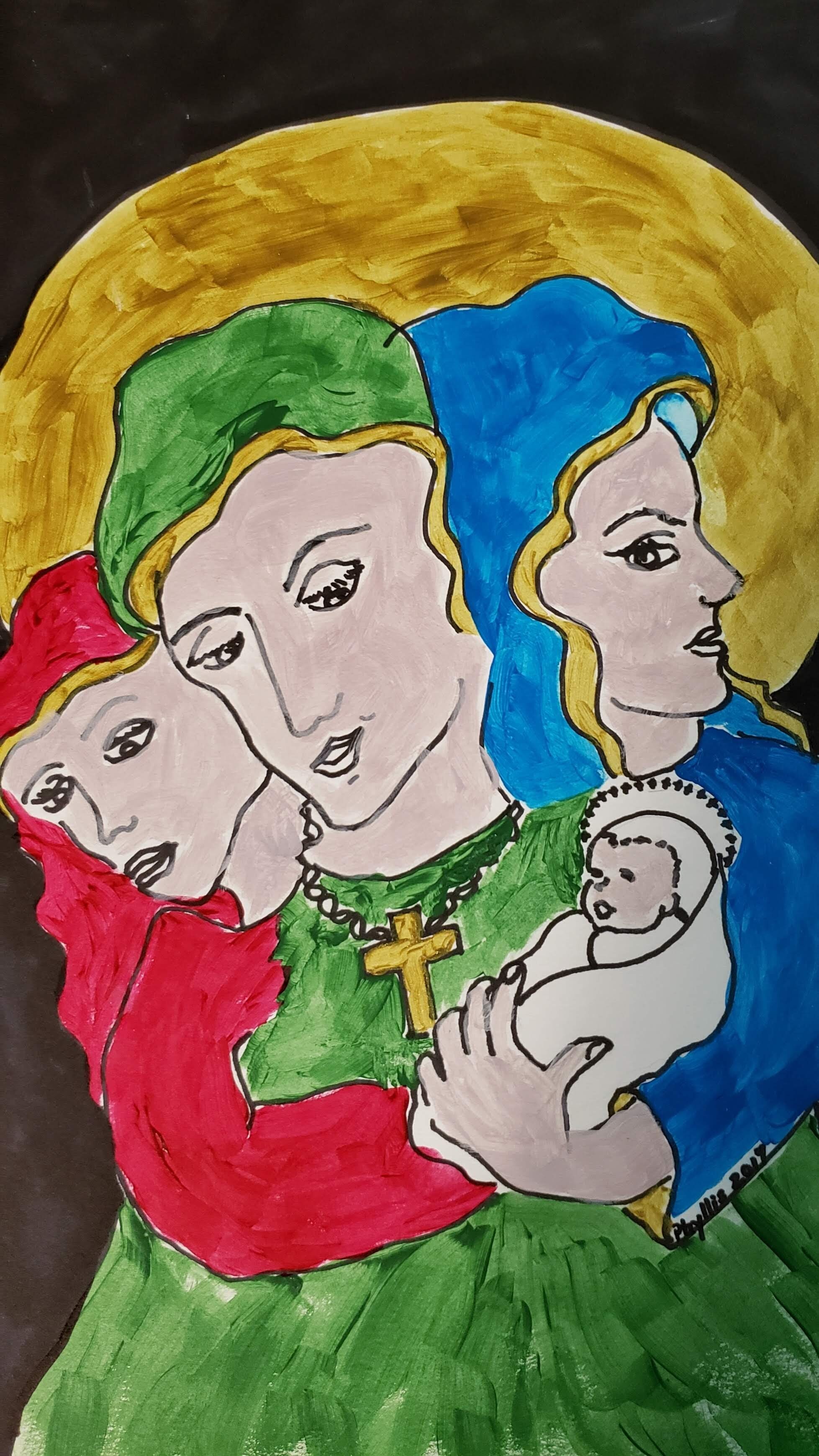 Mary and friends with child
