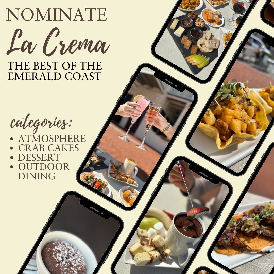 @emerealdcoastmag is looking for the best of the best along - you guessed - the emerald coast!

Give your faves (like La Crema!) a nod in the 2024 Best of the Emerald Coast poll 👉 link in bio