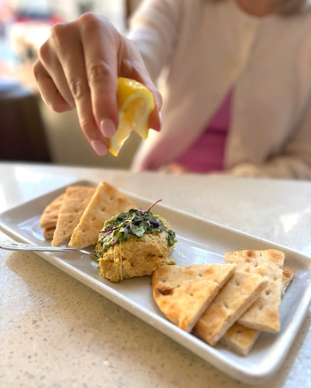 Stressing over which tapa to start with? The choice is easy peasy lemon squeezy &ndash; our Daily Hummus and Pita is a fan favorite!