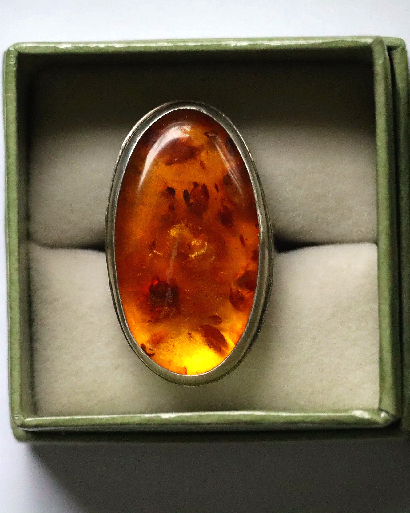 Amber Sterling Silver Ring