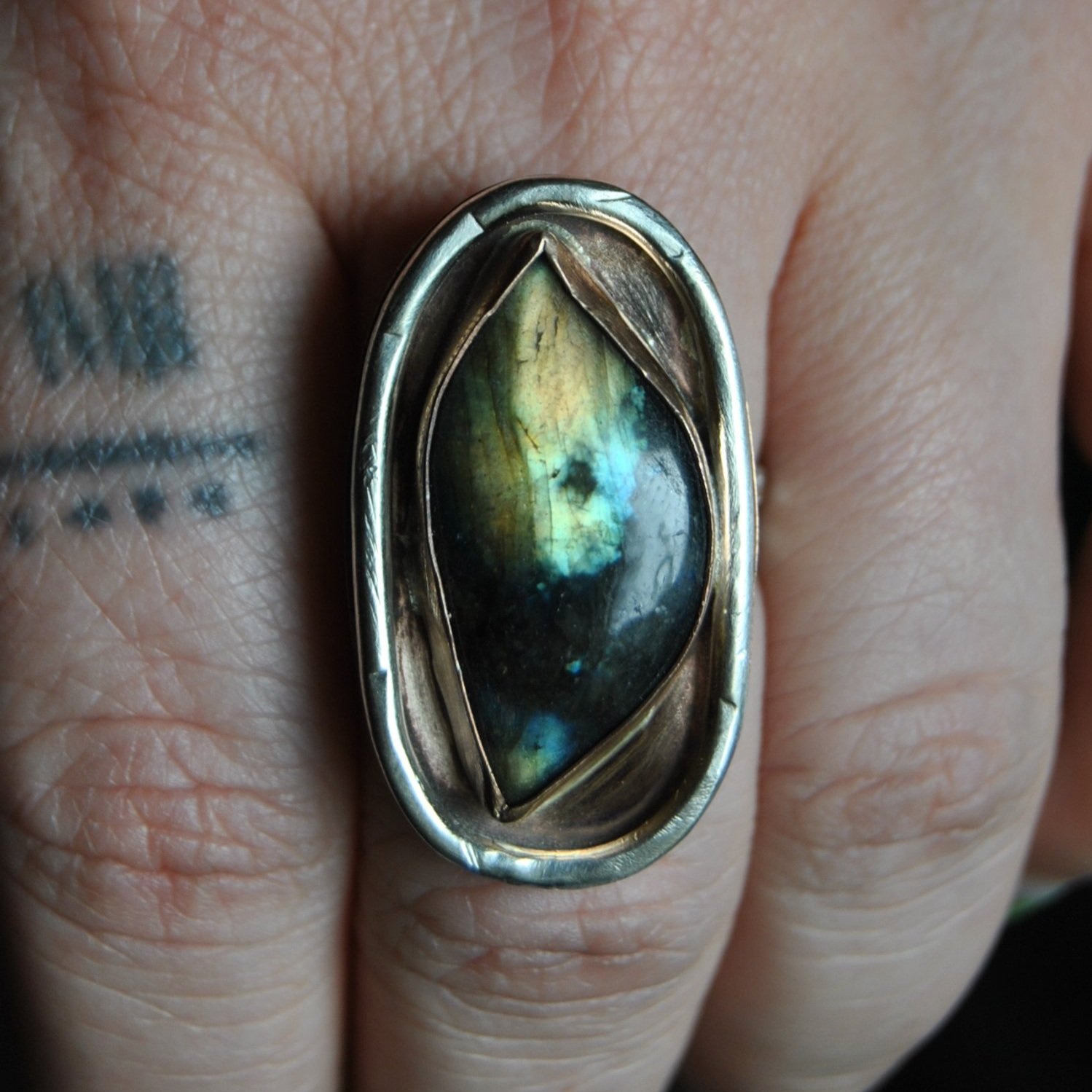 Mixed Metals Labradorite Ring