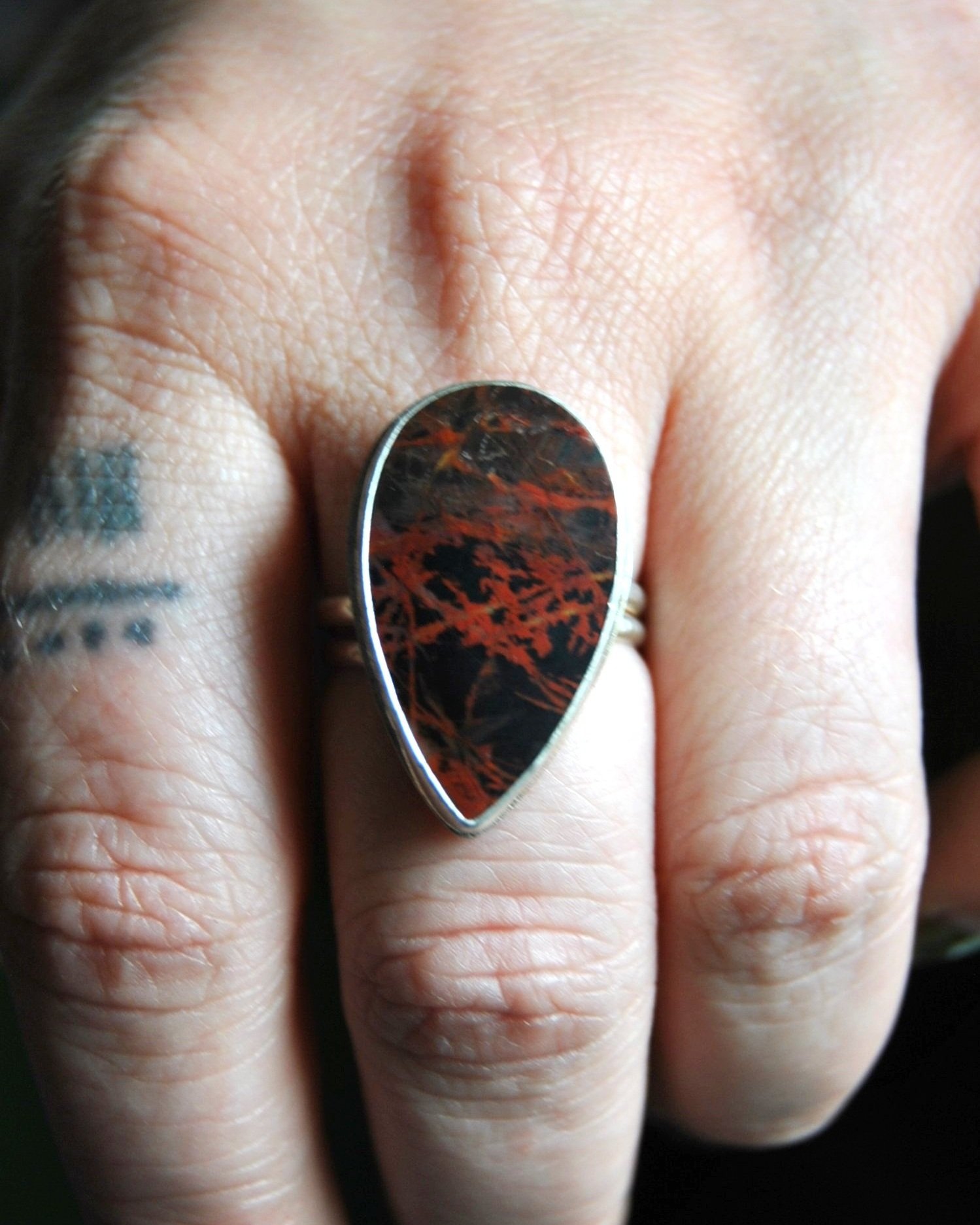 Spider Web Jasper Ring