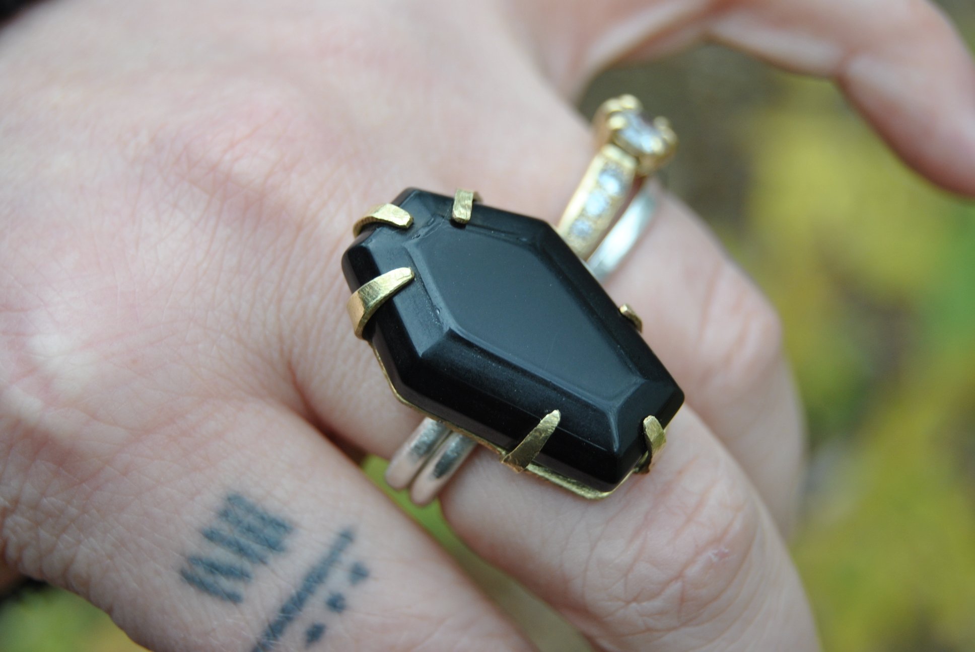 Onyx Coffin Ring