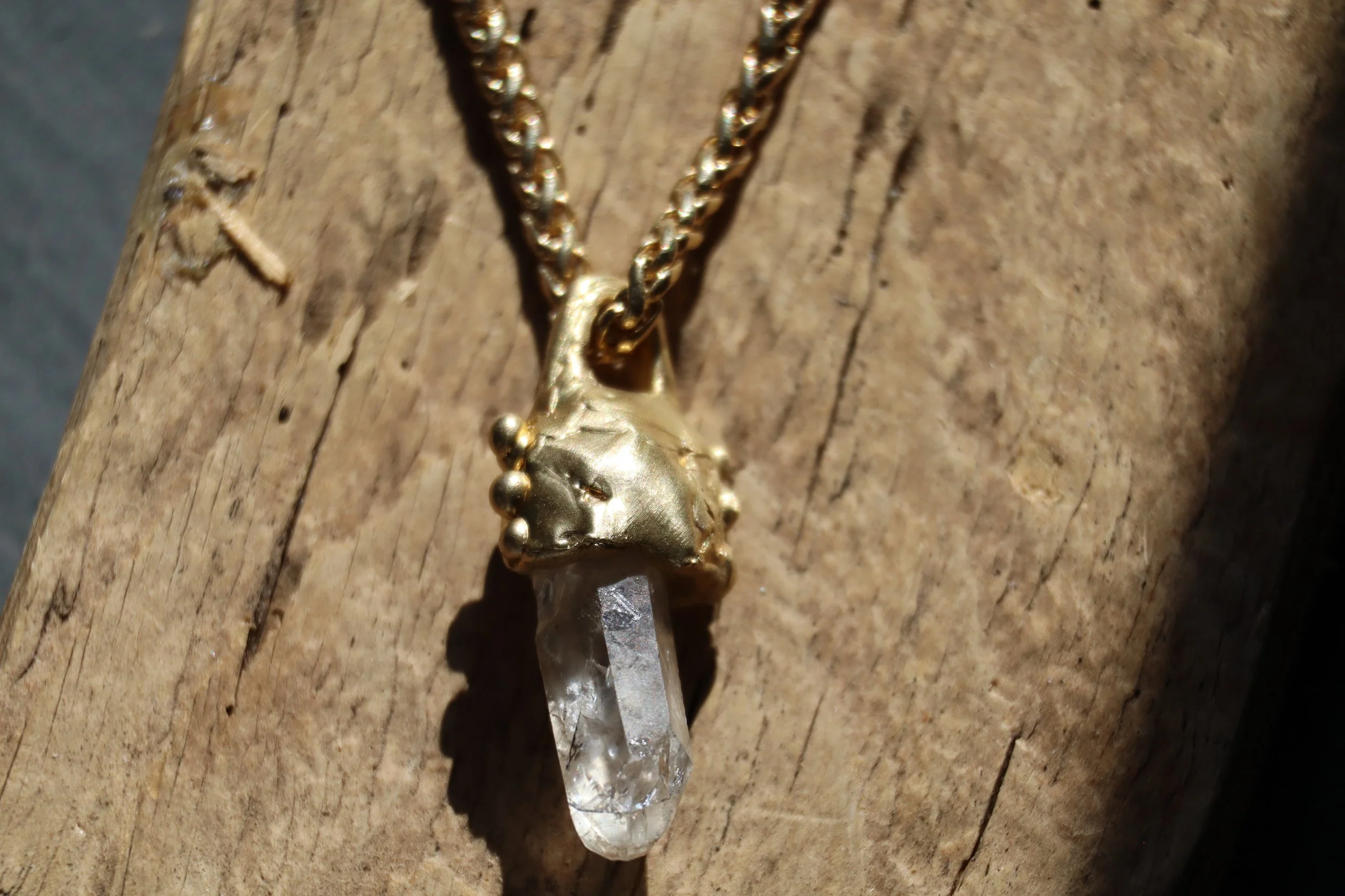 Quartz Brass Sardinian Amulet