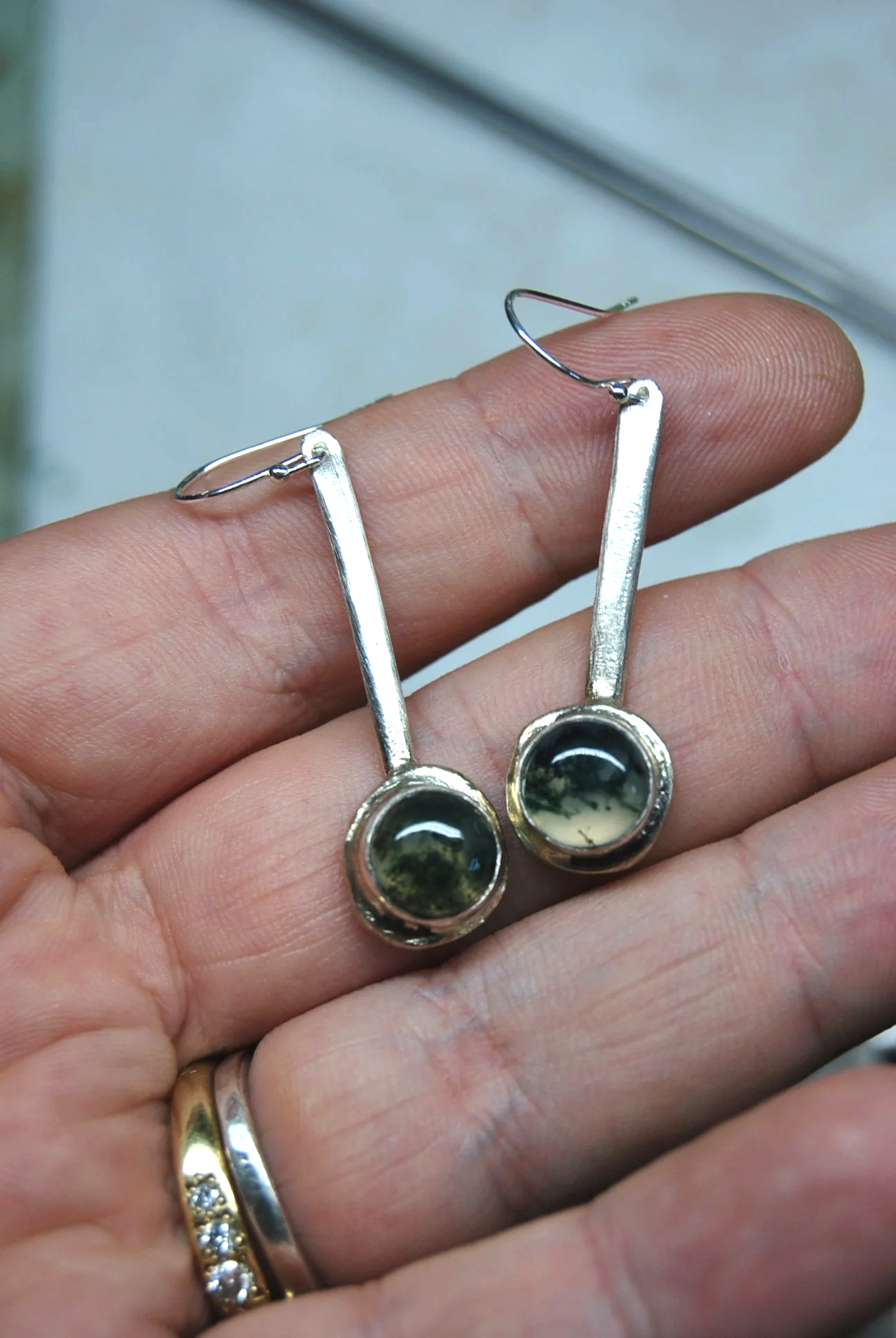 Moss Agate Drop Earrings