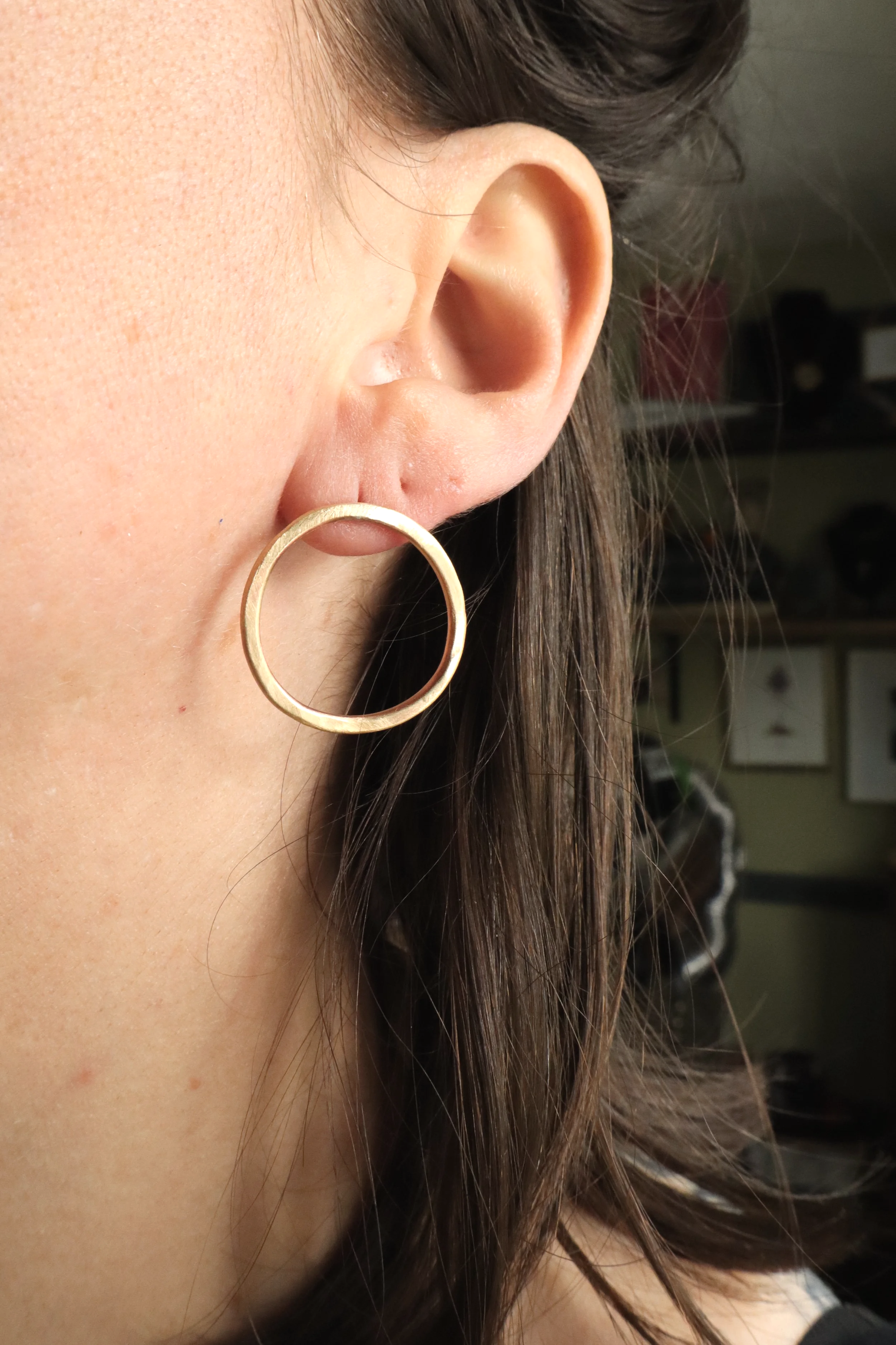 Brass Circle Stud Earrings