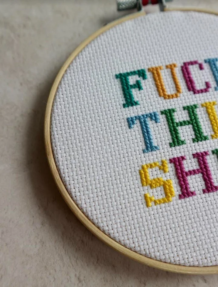SWEARING CROSS STITCH workshop with Simply Wishes