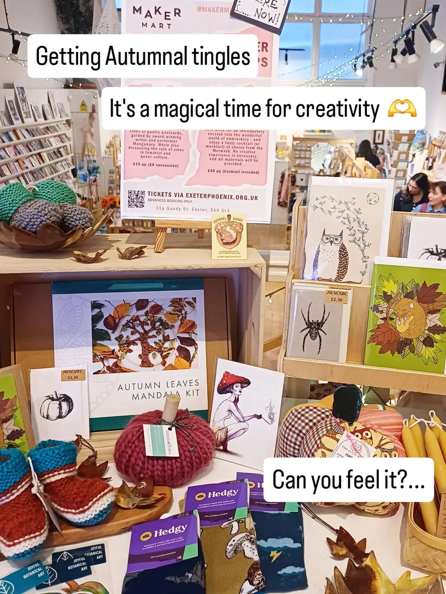 Starting to feel the Autumnal light and magic in the air!

We think Autumn is one of the most exciting times for the creative mind. It's inspiing, intriguing, and a time for transition 🫶

🍁🍃🌙

#makersgonnamake
#exeterindependent
#independentartis