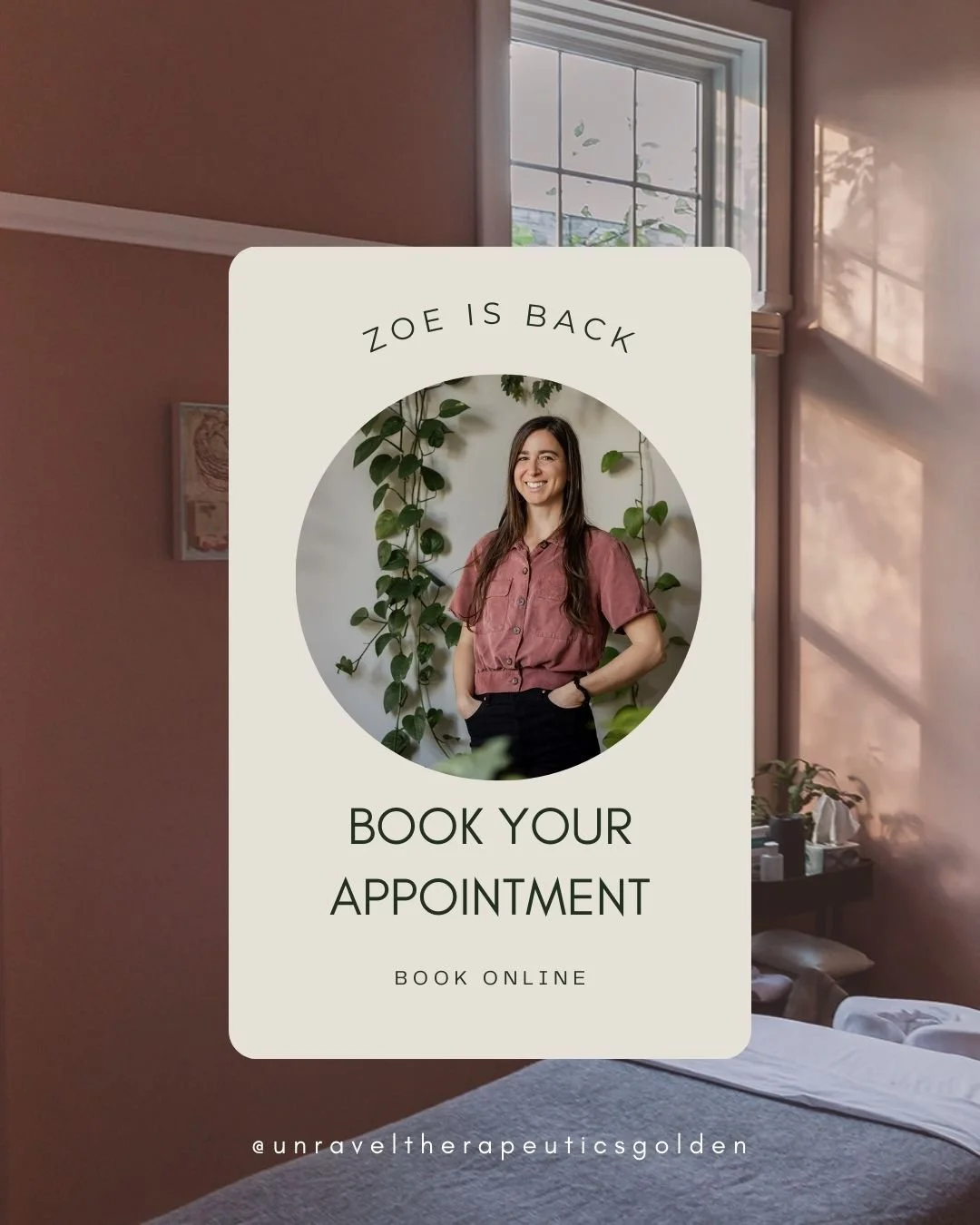 Zoe is back from her month in Bella Coola and looking forward to being back in the Unravel treatment space. 
. 
She has openings Monday and Tuesday evenings this week and they just might be the last offerings she has at the low rates before she can c