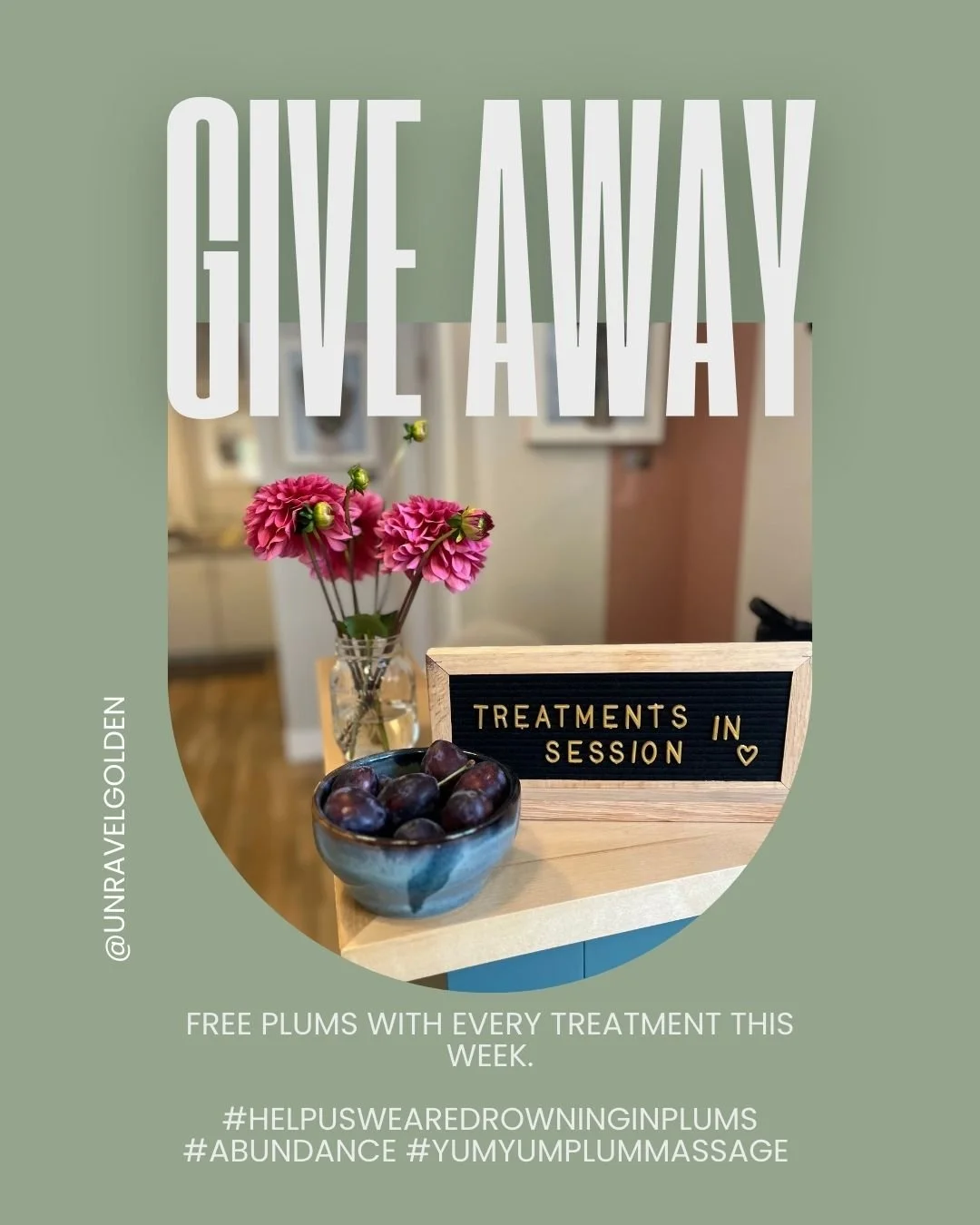 FREE PLUMS WITH EVERY TREATMENT THIS WEEK 😬💜🫣💜😮&zwj;💨
Not because it&rsquo;s a promo.
Not because we planned this.
But because our trees are bursting with abundance and now we&rsquo;re drowning in plums.
.
Come get a massage. Leave with some yu
