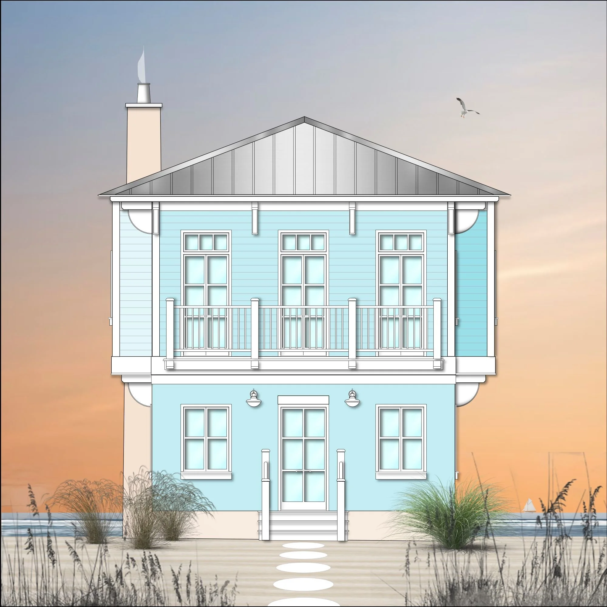 4MP - Little Beach House - Front Elev.jpg