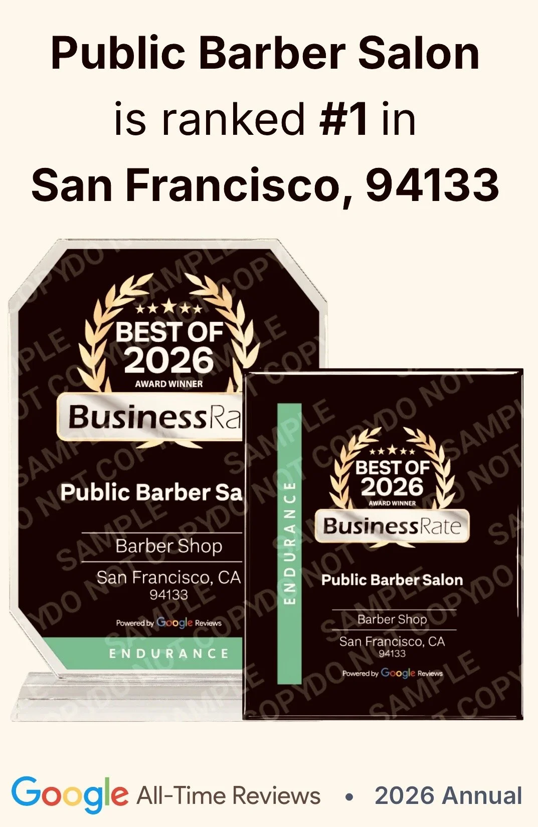 Best of 2026 Award Winner -Public Barber Salon is ranked #1 in San Francisco, 94133