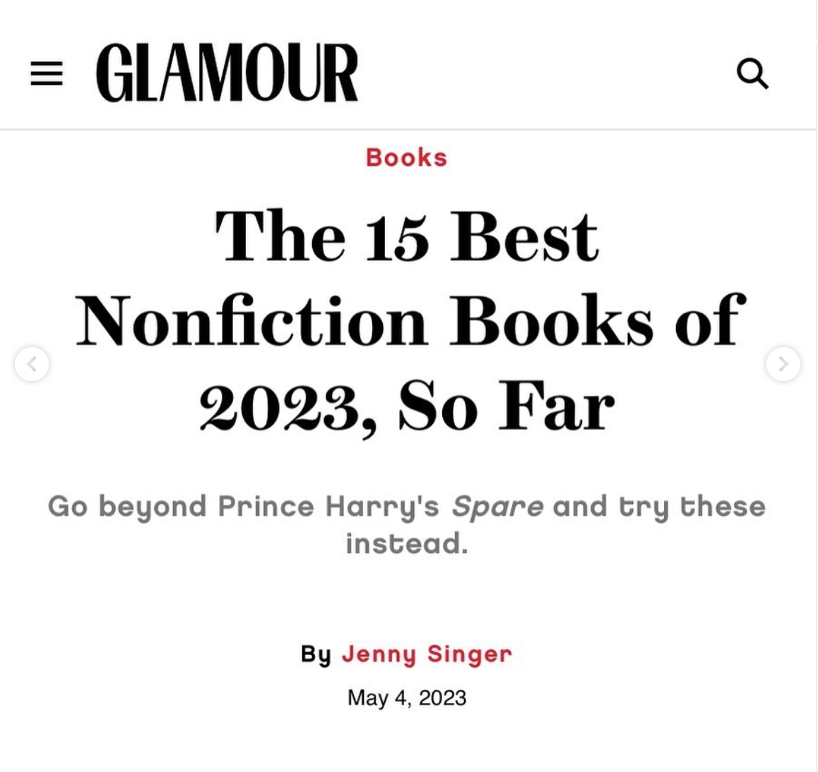 GLAMOUR: 15 Best Nonfiction Books of 2023