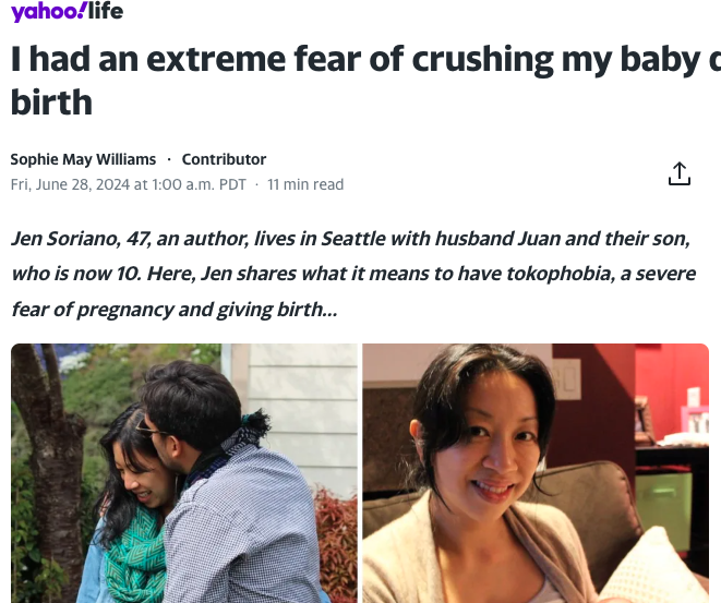 YAHOO NEWS: Profile on Tokophobia