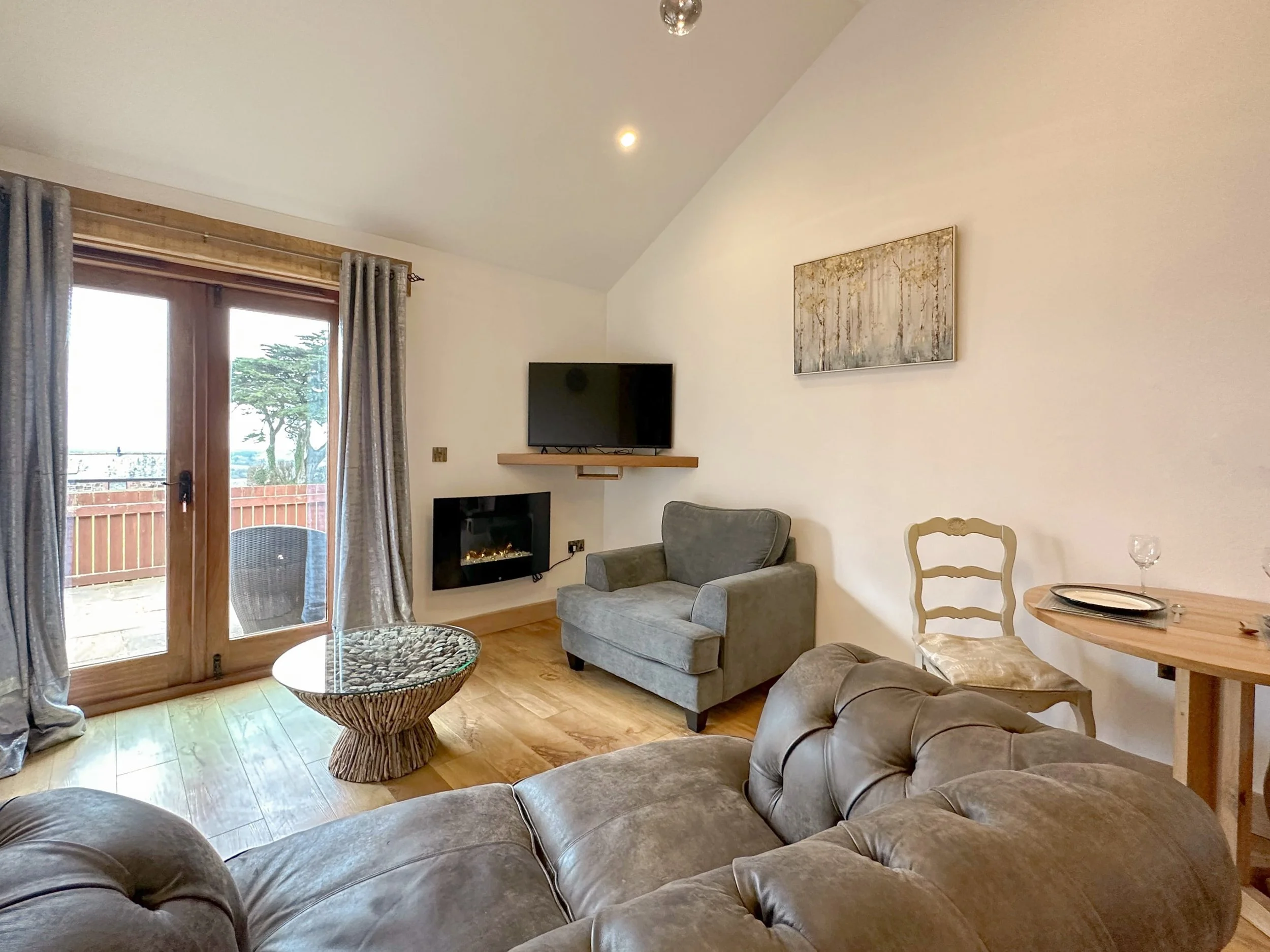 Living area with North Cornwall sea views