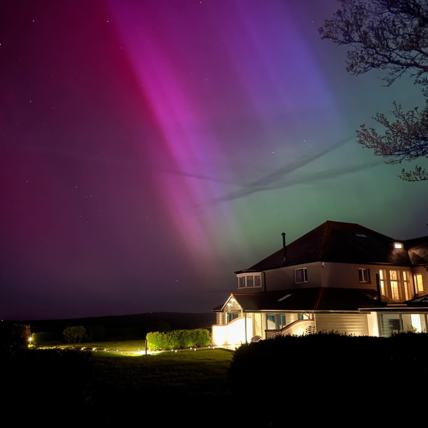 More of tonight&rsquo;s Northern Lights taken in the last 20 minutes over Wooldown - beautiful swirling curtains of light in the night sky.

You may not see it by eye but your camera should pick up the stunning array of colours from green to pink and