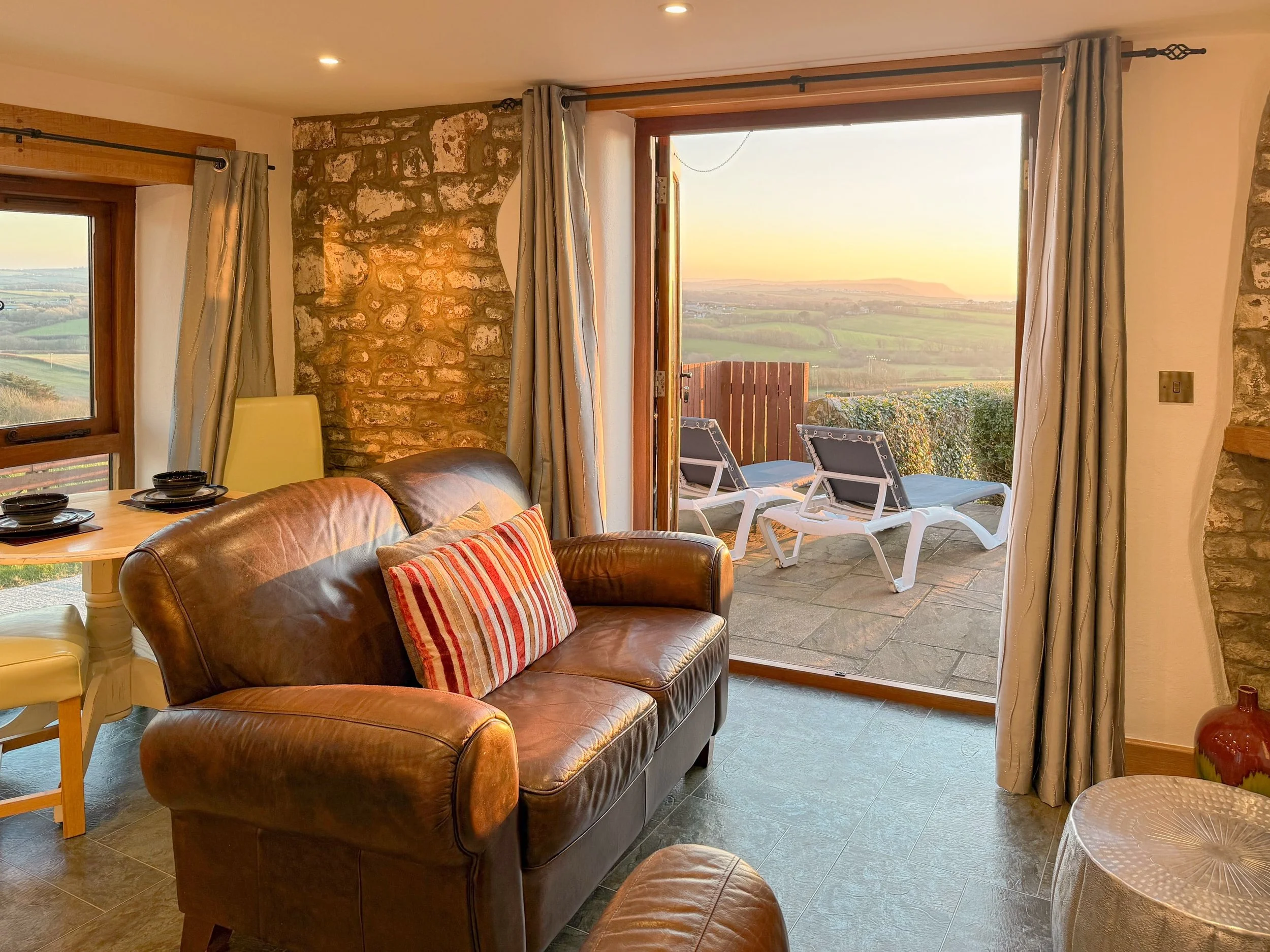 Open plan living with sea view