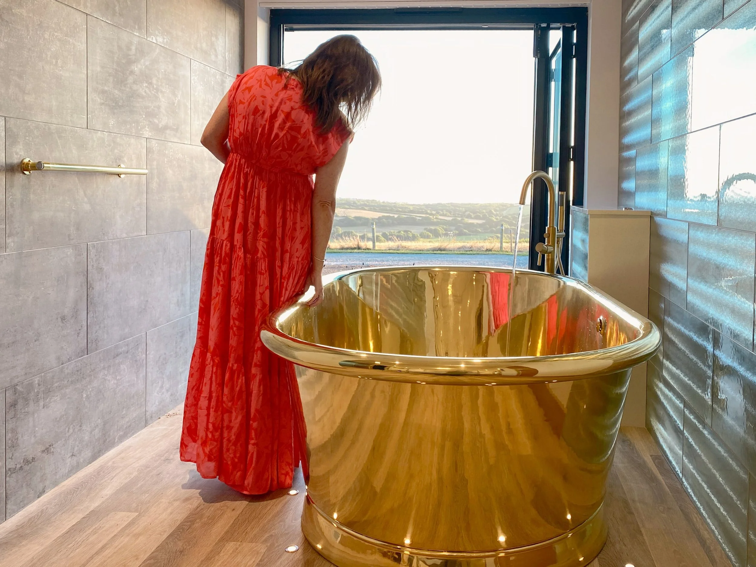 Air-spa bath with sea views