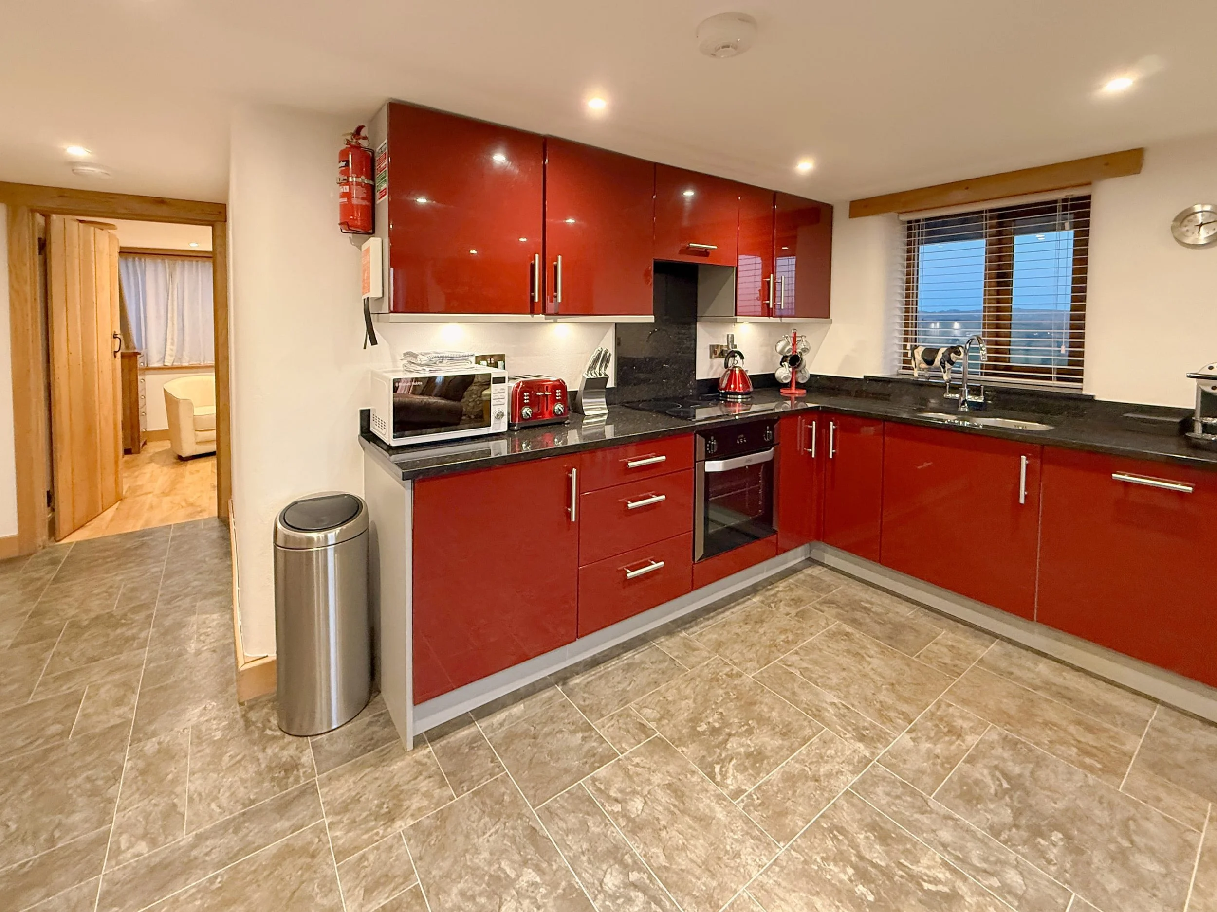 Boston red kitchen with granite worktop