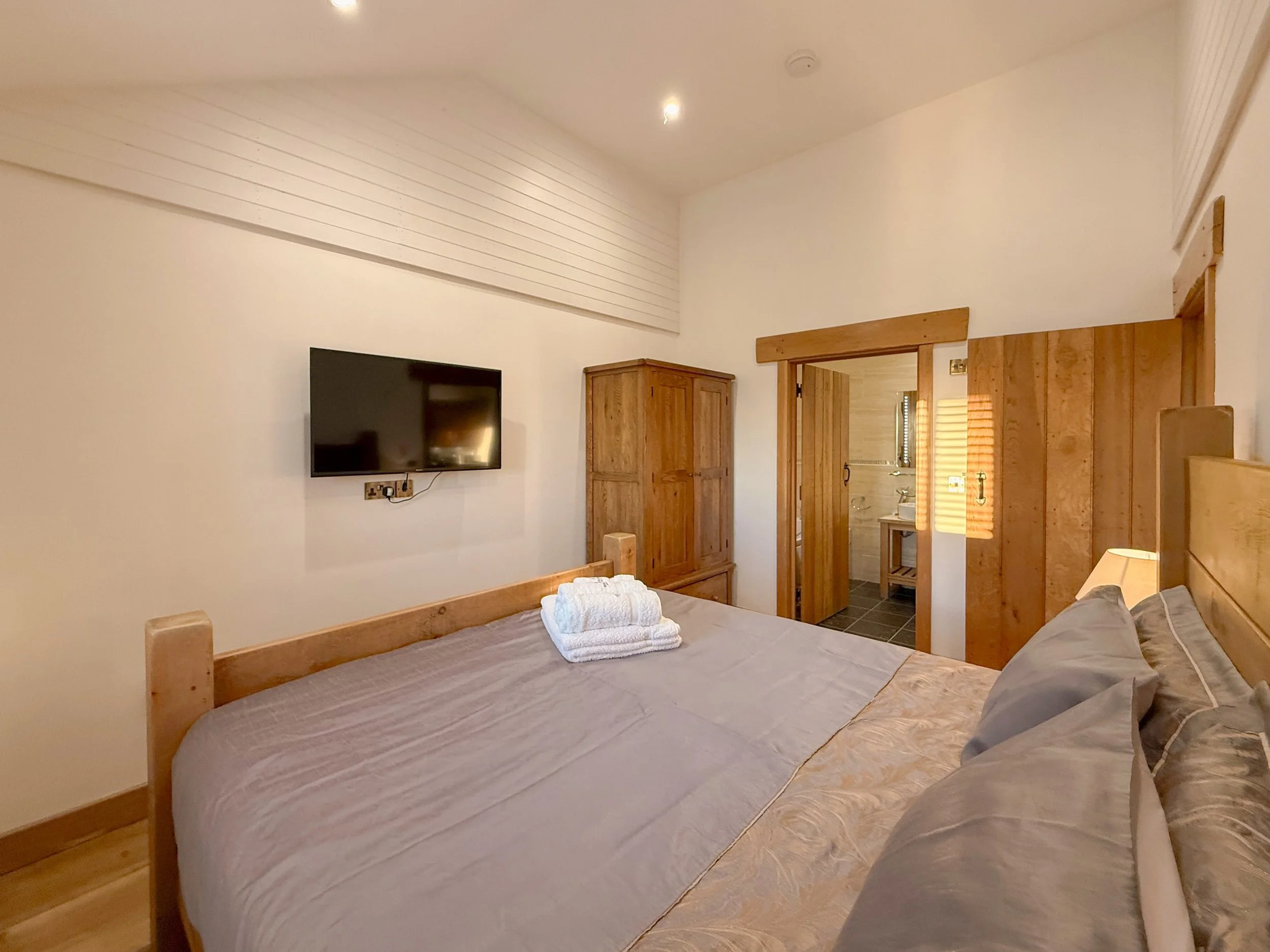 Super king plank bed with memory foam mattress