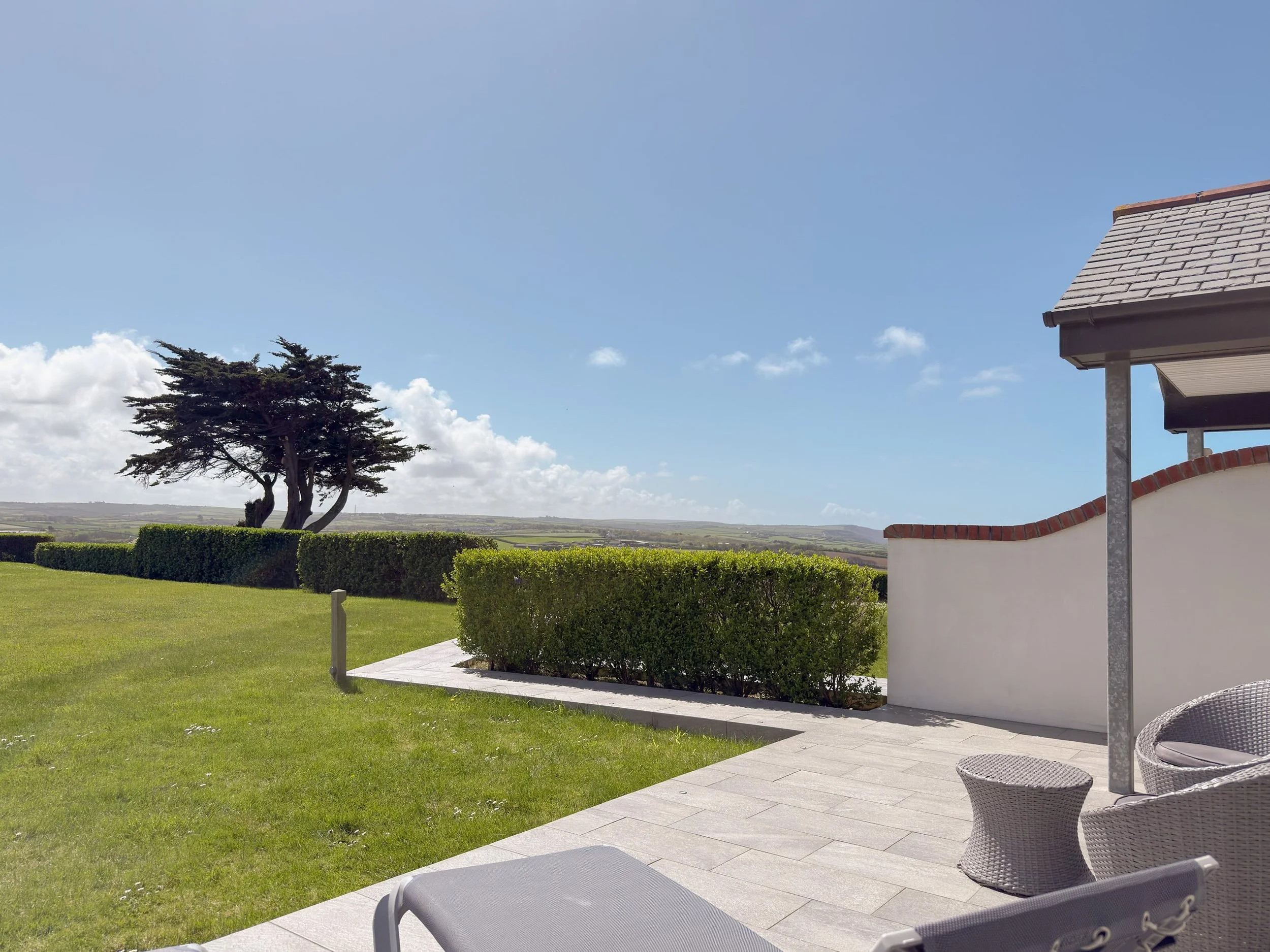 Sun loungers and patio set for Little Gem with south facing views