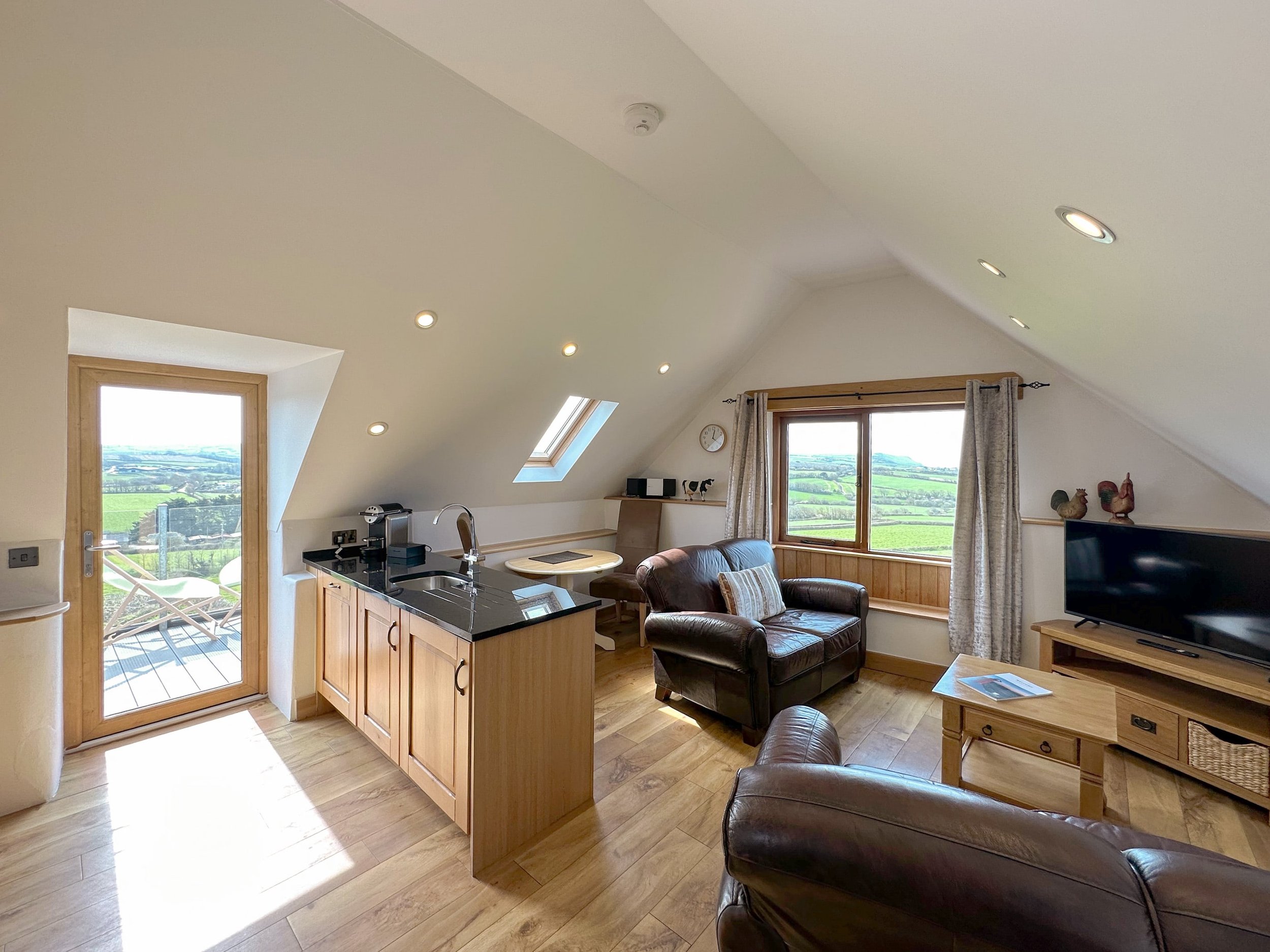 Open plan loft apartment for two living area