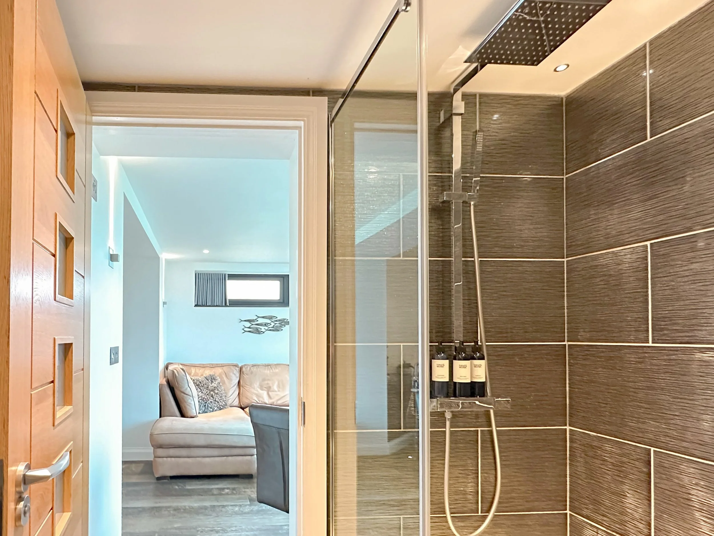 Compact shower room with walk-in shower