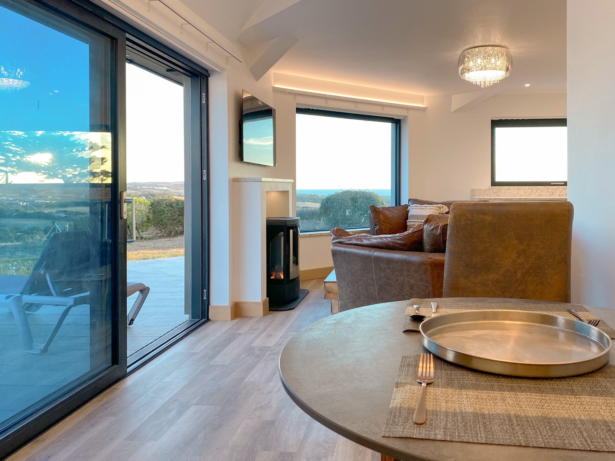 Open plan living area in The View apartment