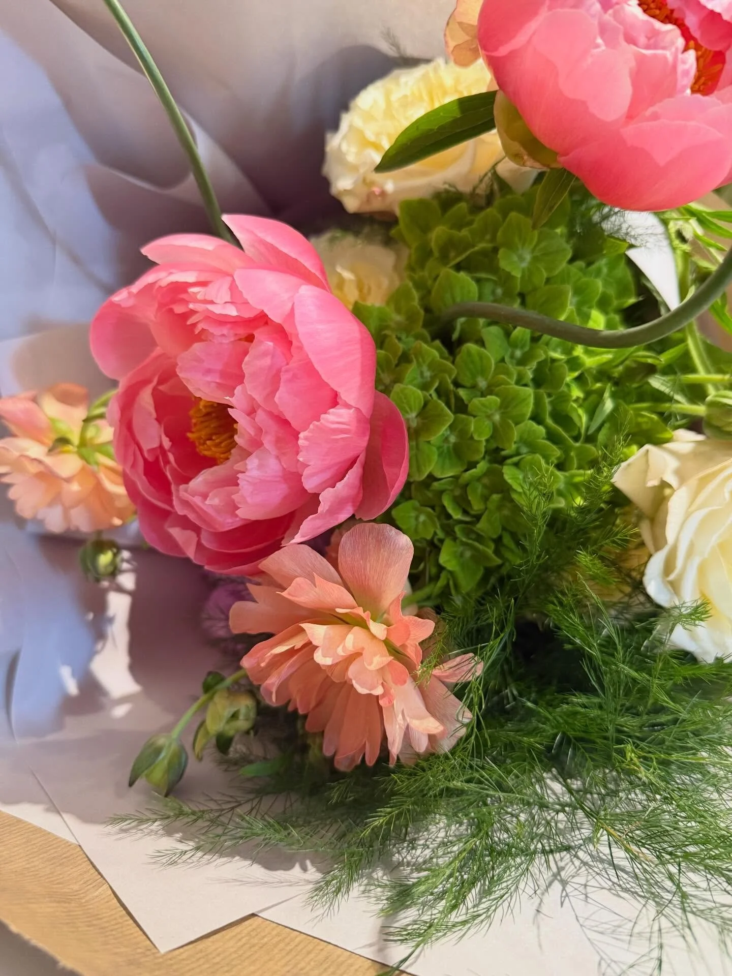 Peonies and Ranunculus = max Spring. 
Open at 10am. X