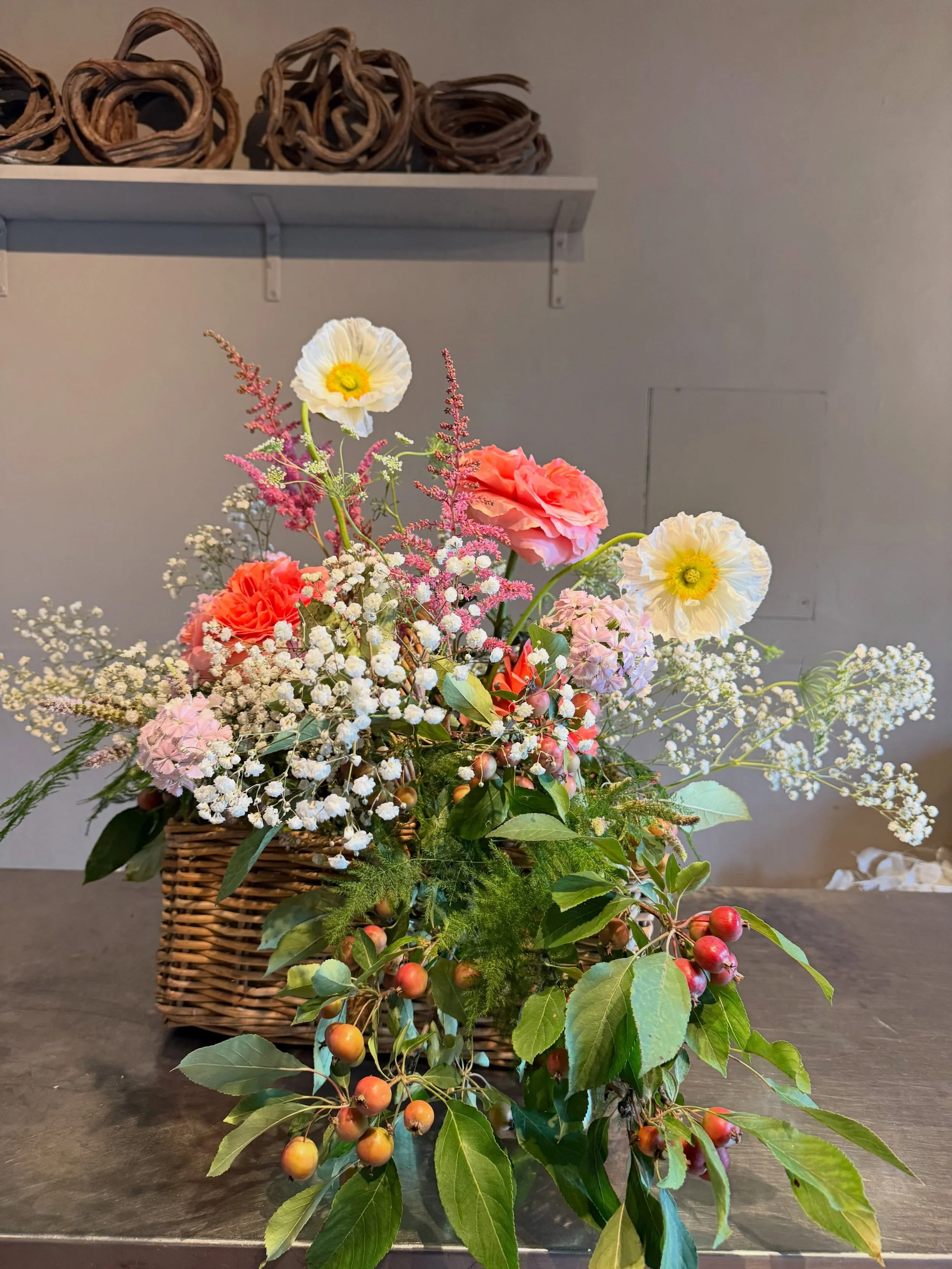 Saturday things. A basket full of sweet summer flowers. Thank you Ashley.