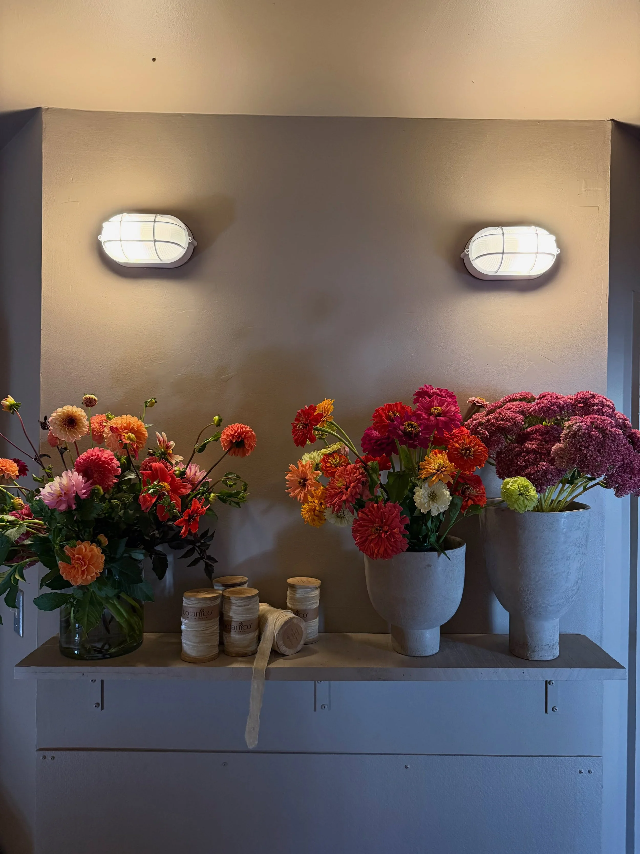 Ready for you and all your flower needs. Fresh local goodness provided by @gandengardens 🤍